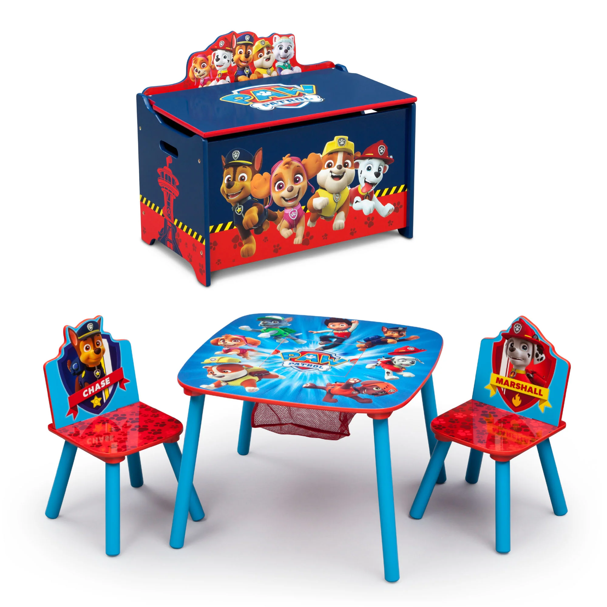 PAW Patrol 4-Piece Playroom Set - Includes Table with 2 Chairs and Deluxe Toy Box
