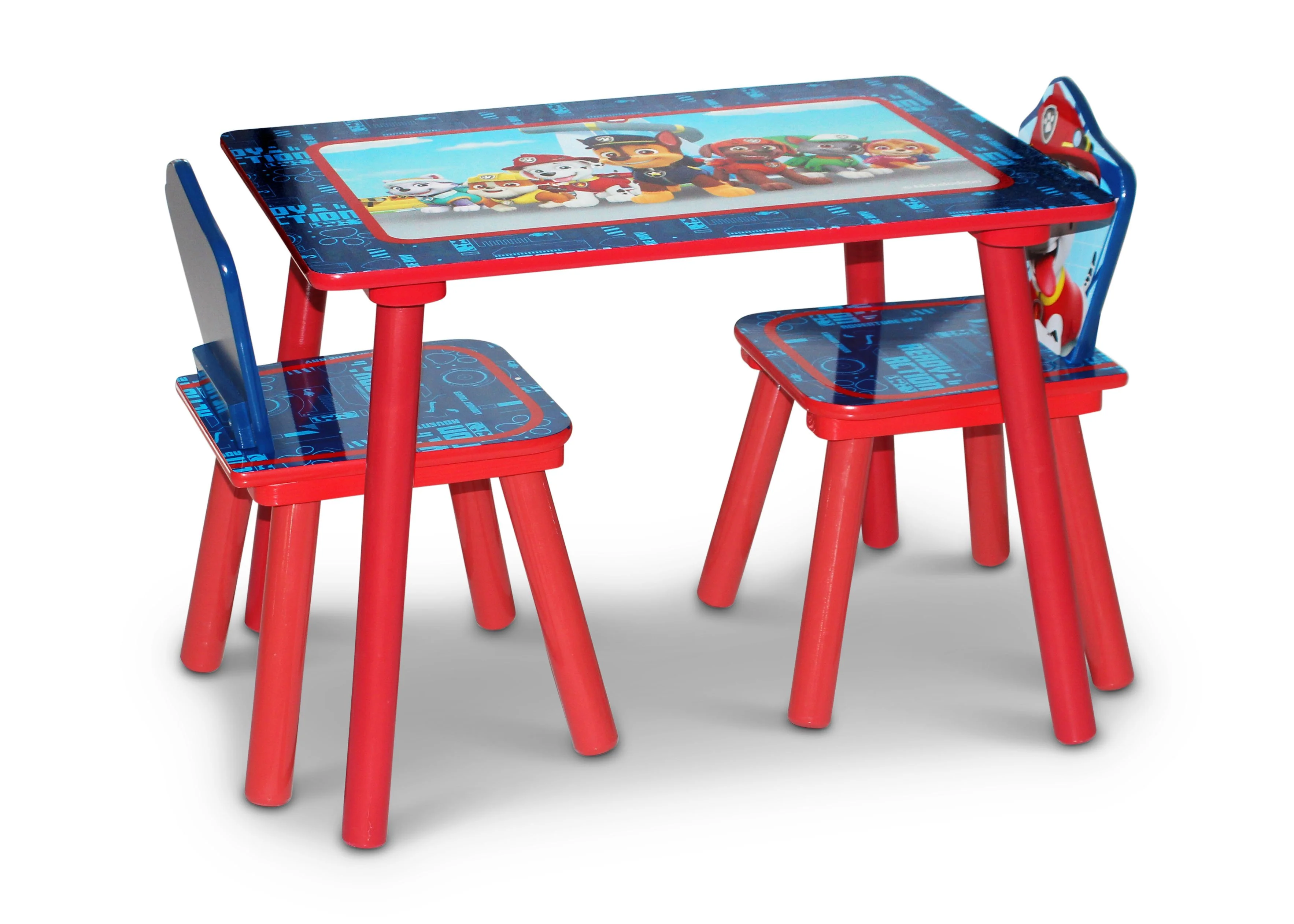 Nick Jr. PAW Patrol 4-Piece Playroom Solution – Set Includes Table and 2 Chairs and 6-Bin Toy Organizer - Image 4