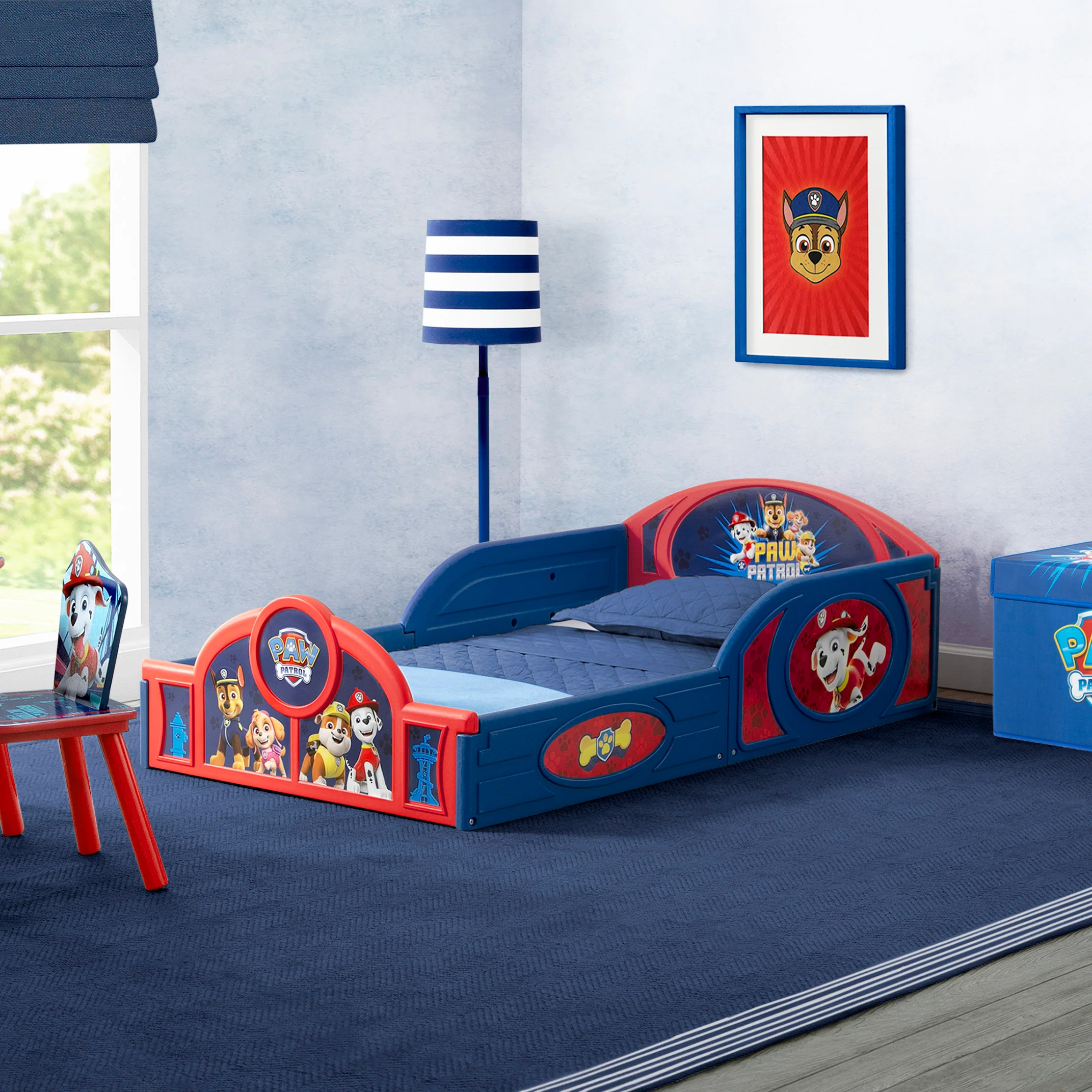 Paw Patrol 4-Piece Toddler Room-In-A-Box Set – Includes Sleep And Play Toddler Bed, Table, 1 Chair And Fabric Toy Box - Image 7