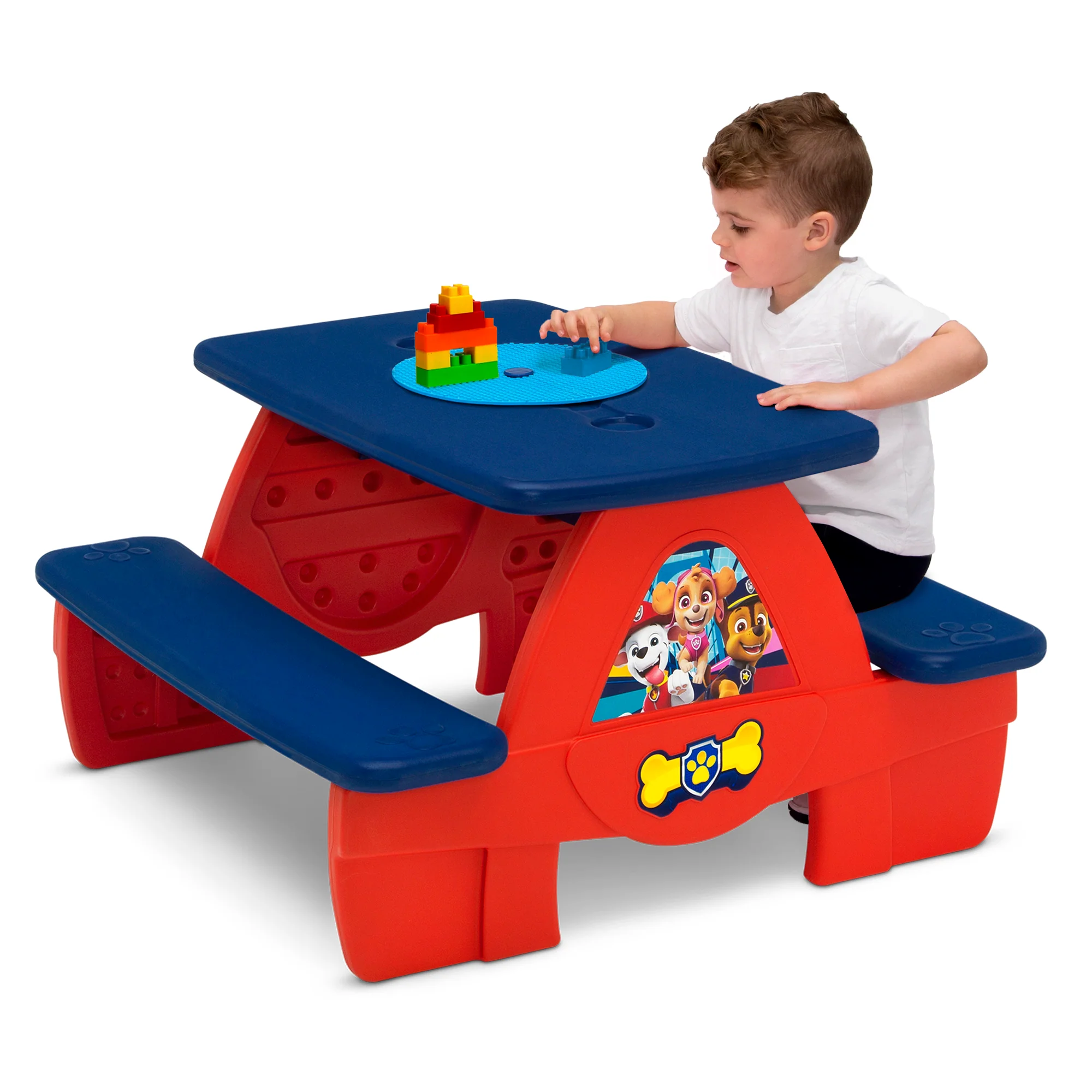 PAW Patrol 4 Seat Activity Picnic Table with LEGO Compatible Tabletop - Image 3
