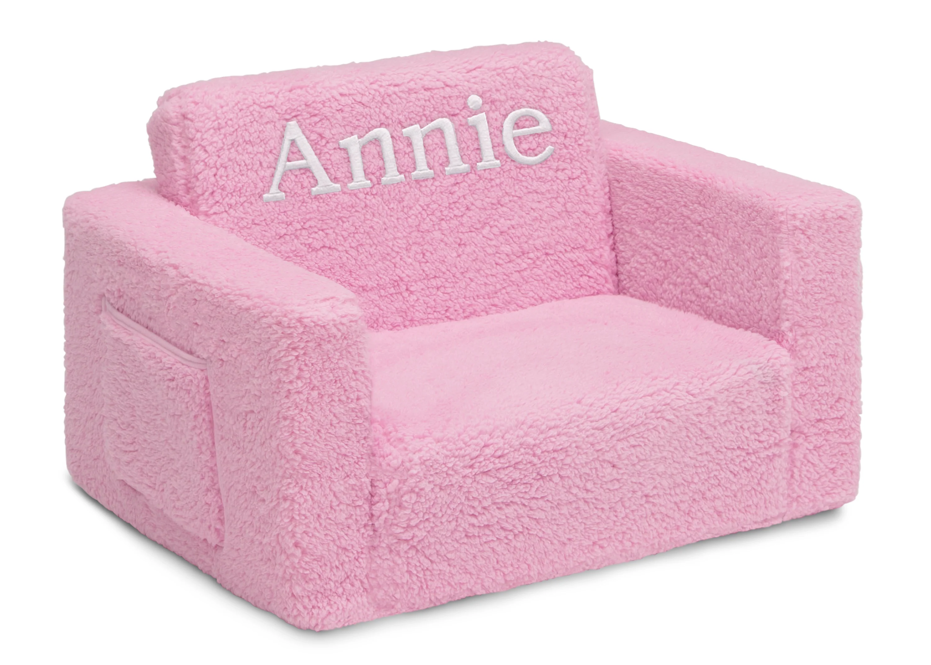 Personalized Cozee Flip-Out Sherpa 2-in-1 Convertible Chair to Lounger for Kids - Image 13