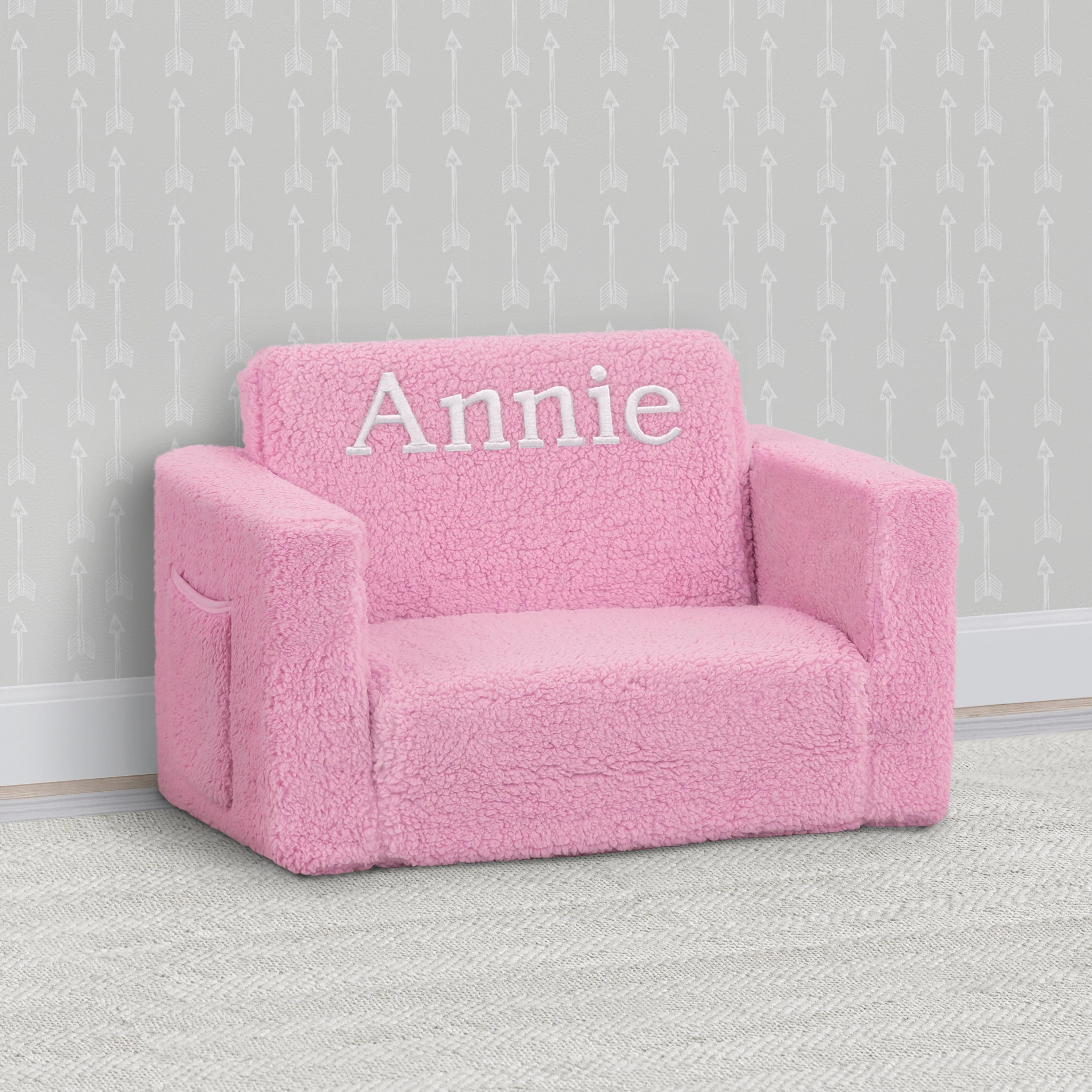 Personalized Cozee Flip-Out Sherpa 2-in-1 Convertible Chair to Lounger for Kids - Image 16