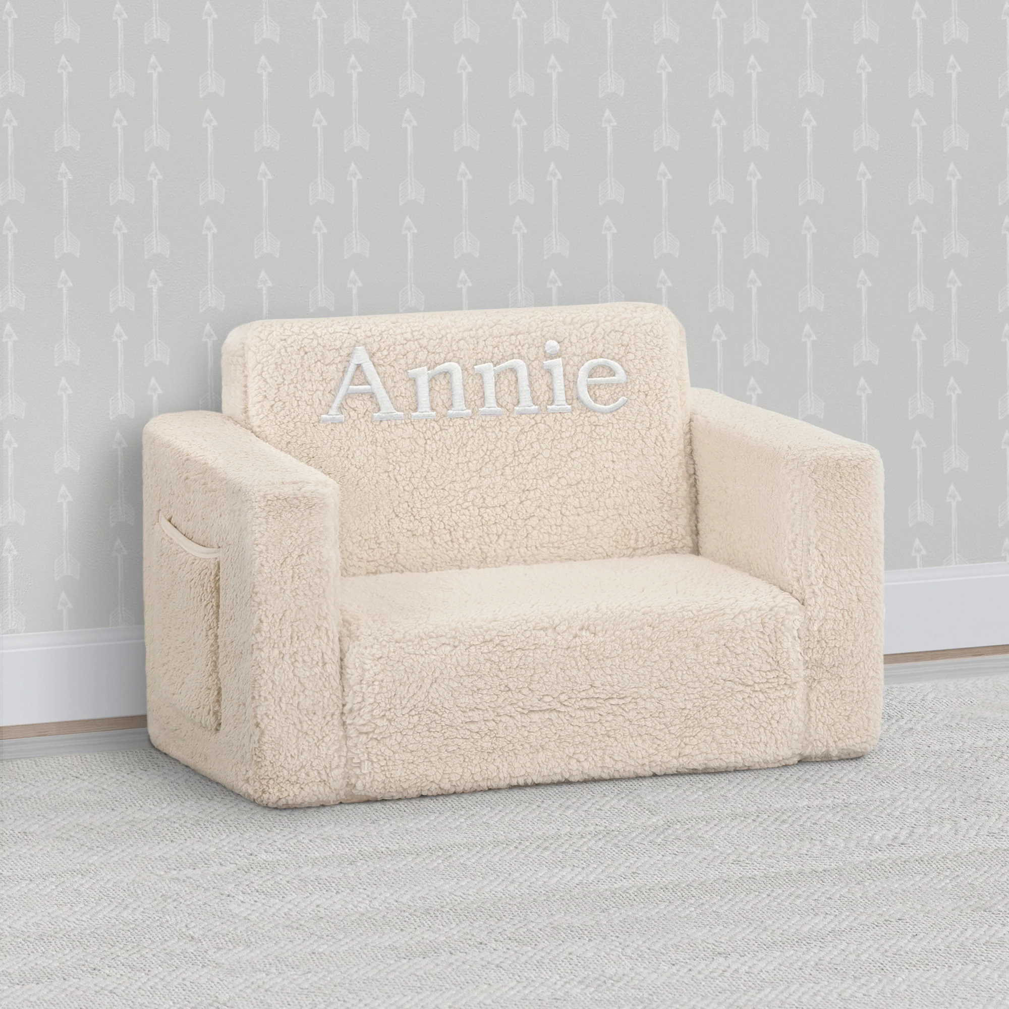 Personalized Cozee Flip-Out Sherpa 2-in-1 Convertible Chair to Lounger for Kids - Image 17