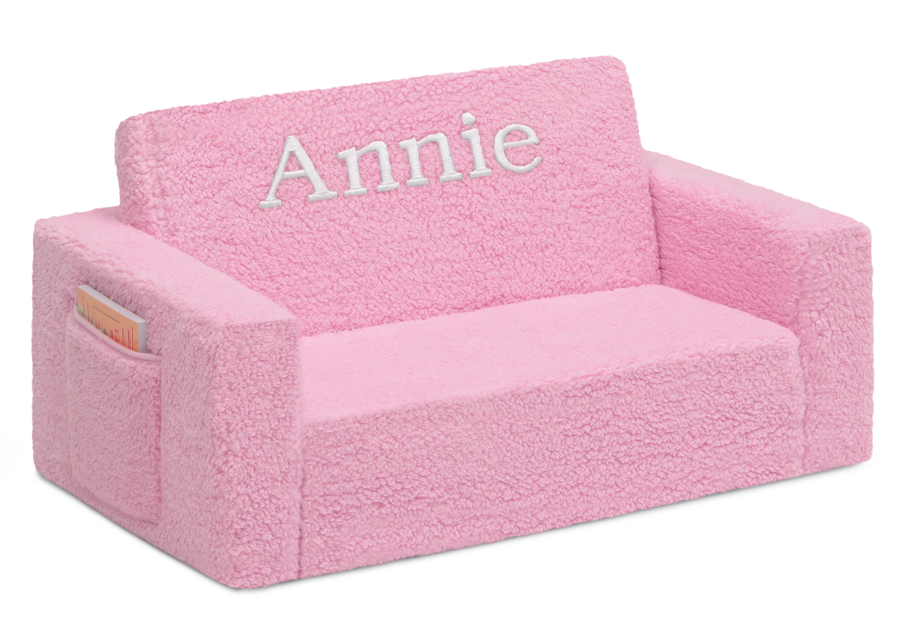 Personalized Cozee Flip-Out Sherpa 2-in-1 Convertible Sofa to Lounger for Kids - Image 3