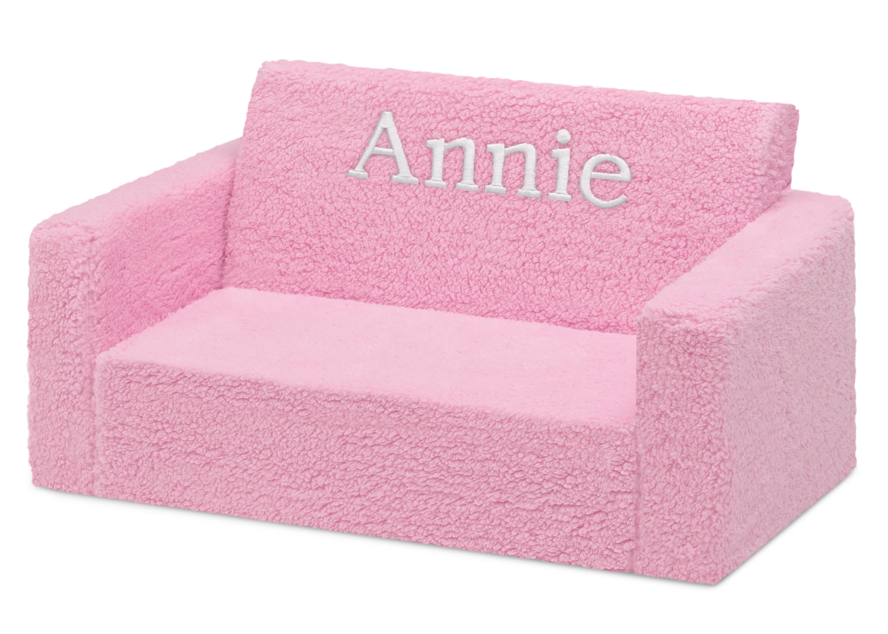 Personalized Cozee Flip-Out Sherpa 2-in-1 Convertible Sofa to Lounger for Kids - Image 4