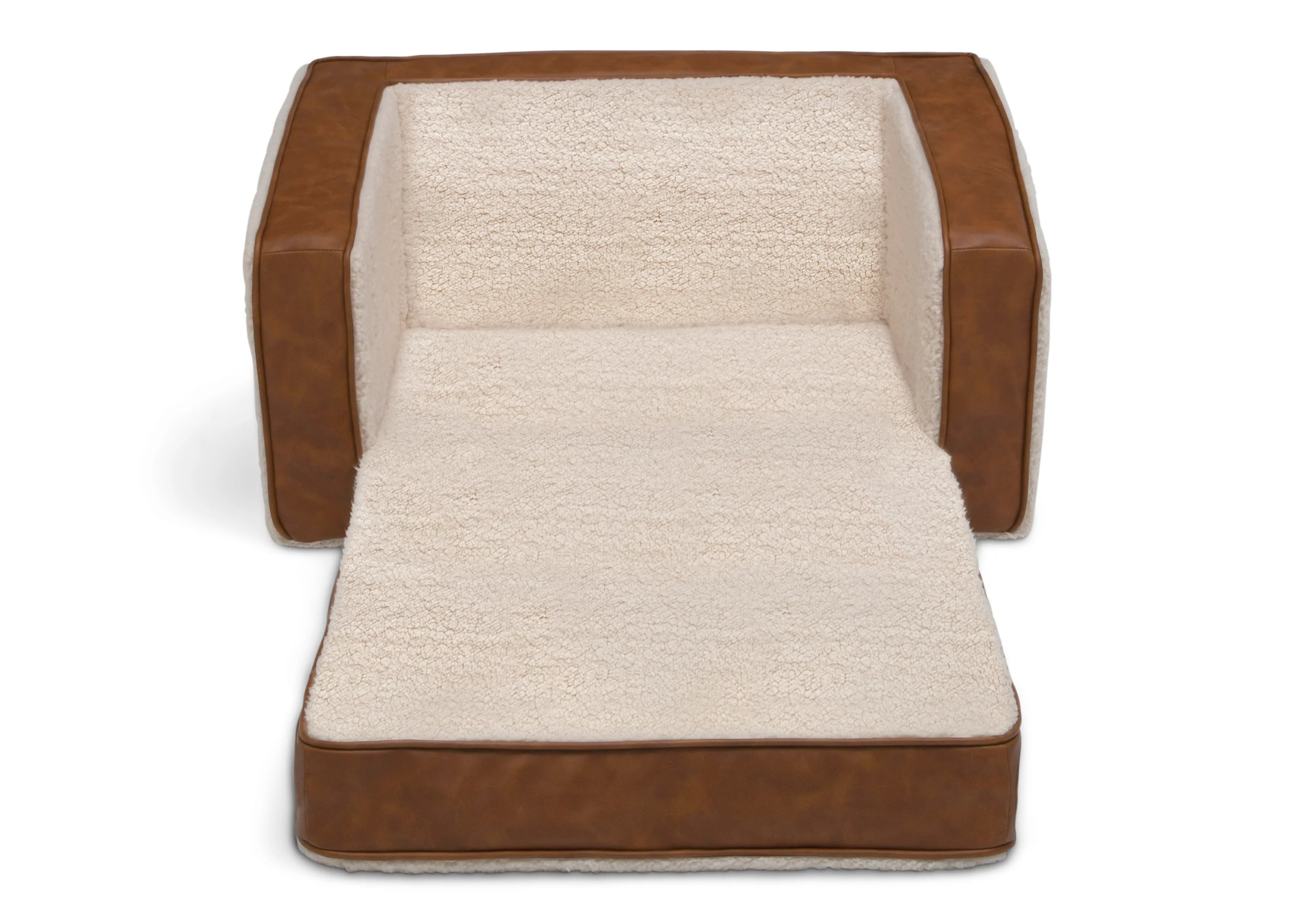 Personalized Cozee Flip-Out Sherpa and Faux Leather 2-in-1 Convertible Chair to Lounger for Kids - Image 5