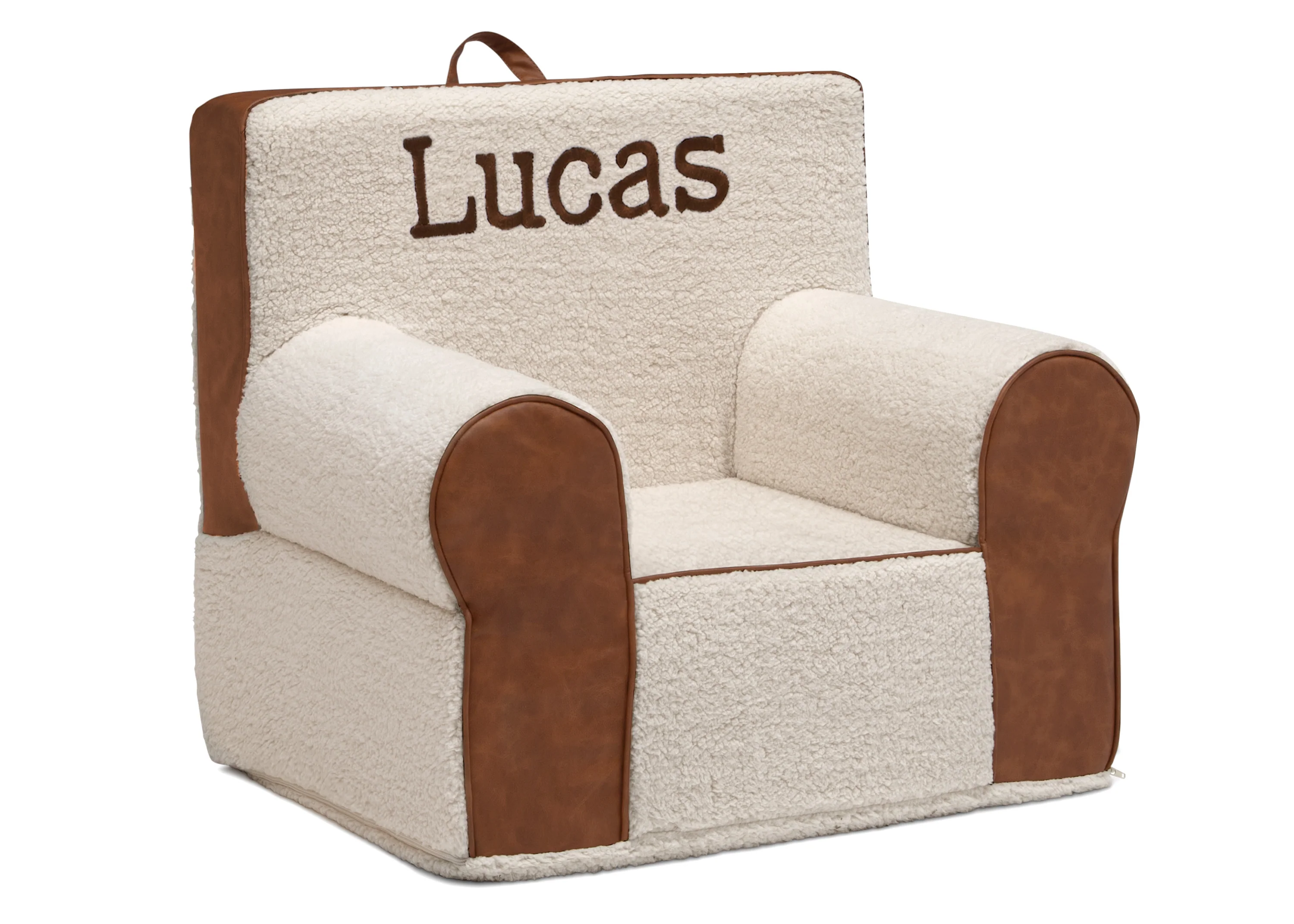 Personalized Deluxe Cozee Sherpa and Faux Leather Chair for Kids - Image 2
