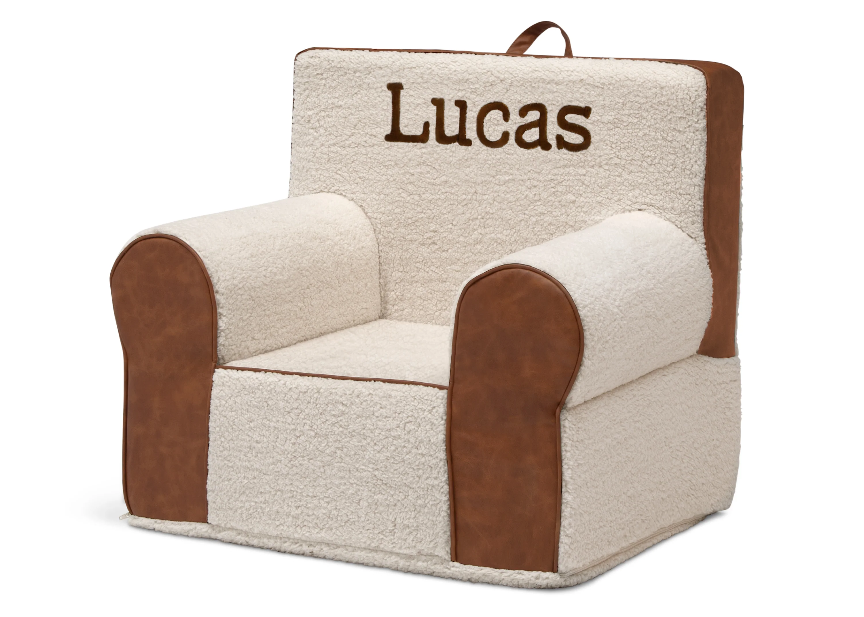 Personalized Deluxe Cozee Sherpa and Faux Leather Chair for Kids - Image 3