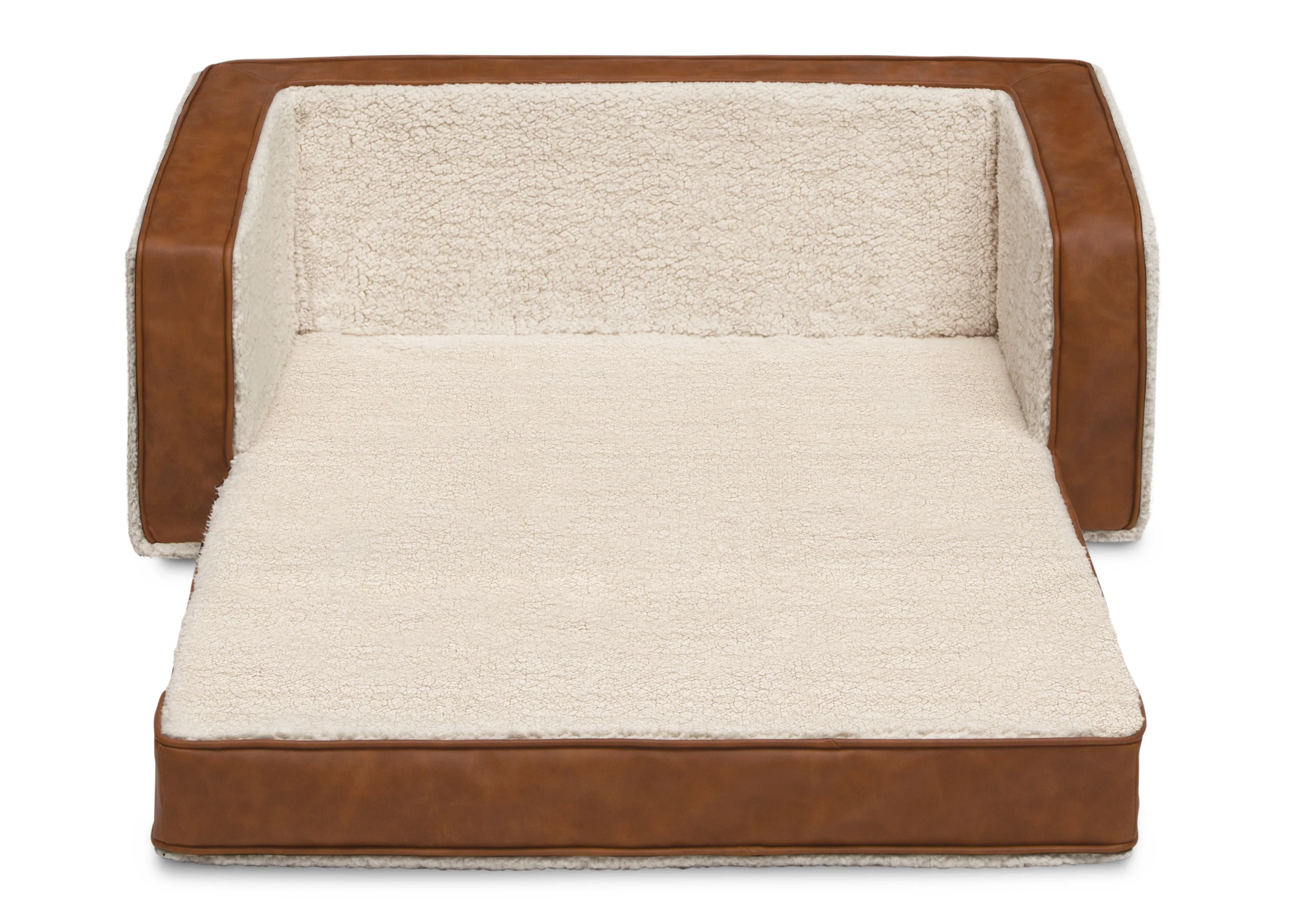 Personalized Cozee Flip-Out Sherpa  and Leather 2-in-1 Convertible Sofa to Lounger for Kids - Image 5