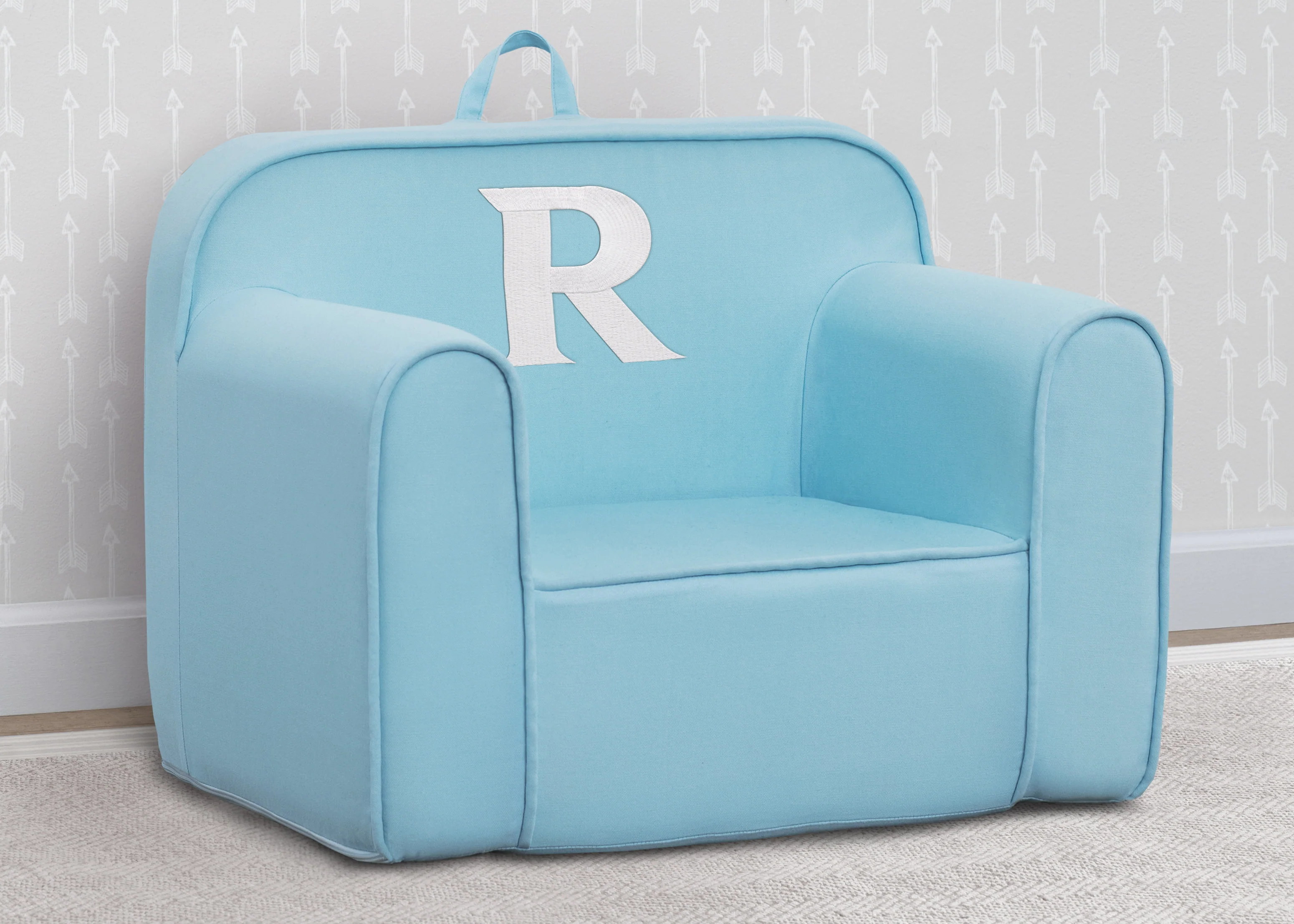 Personalized Monogram Light Blue Cozee Chair - Image 86