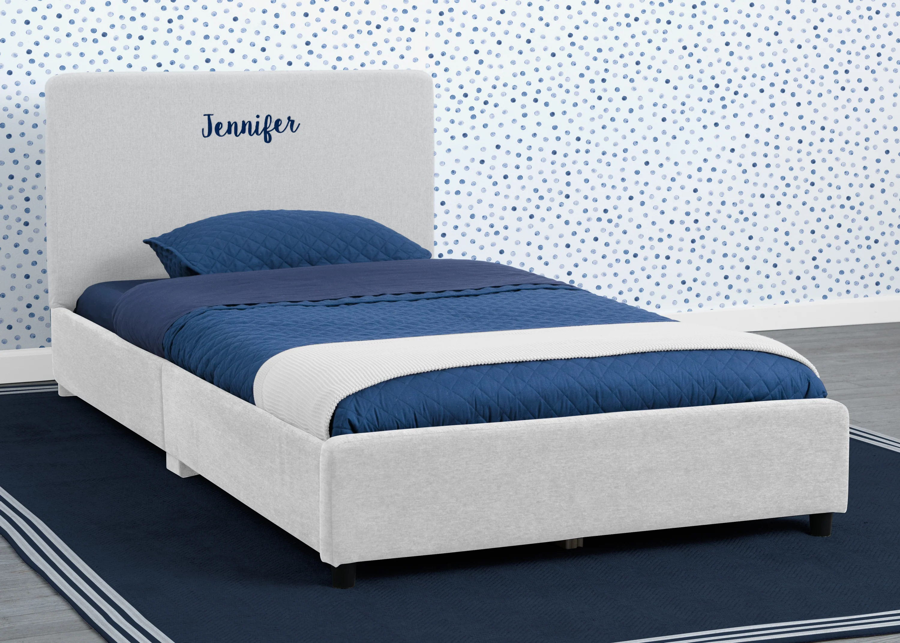 Personalized Upholstered  Twin Bed with Headboard - Image 10