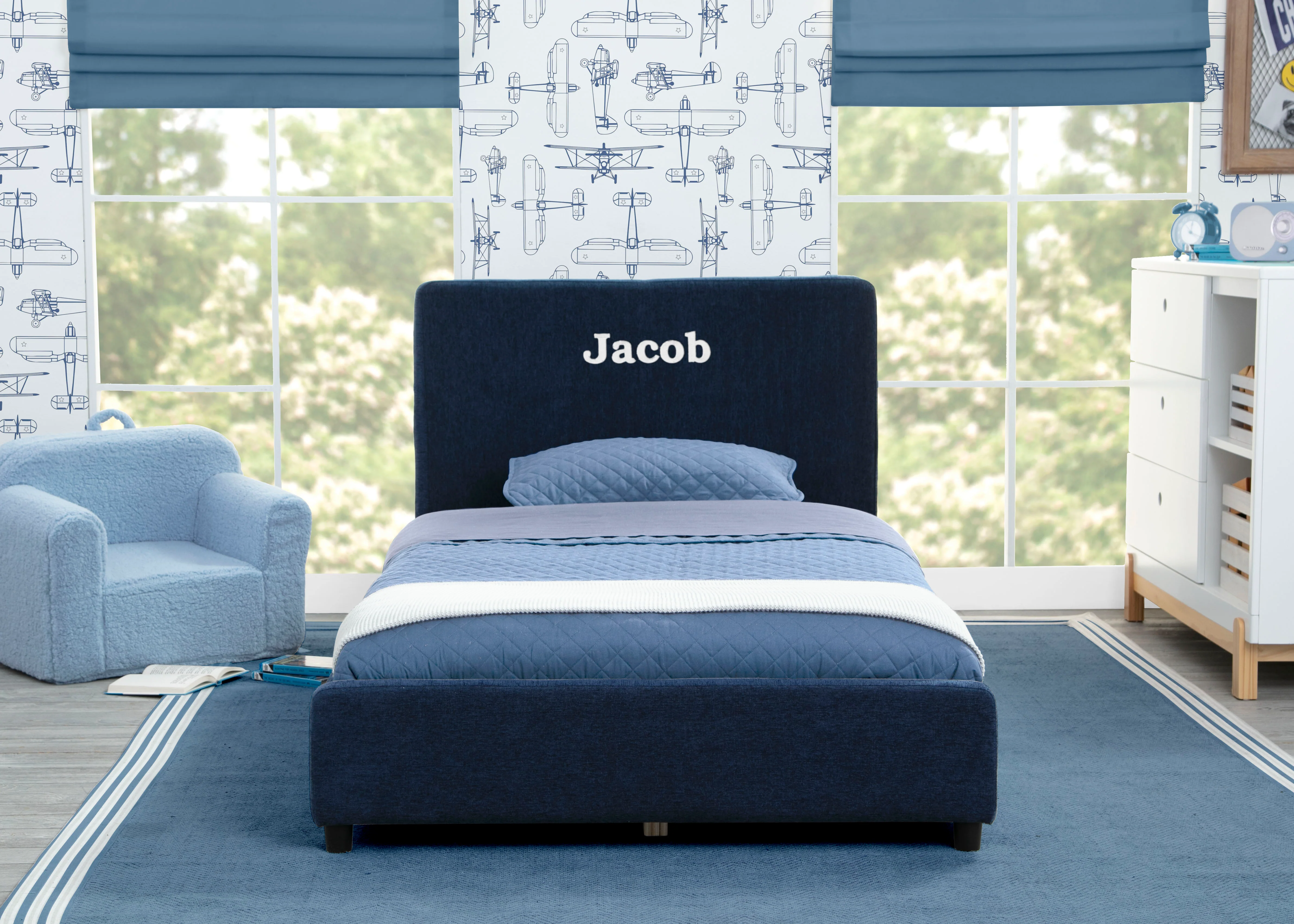 Personalized Upholstered  Twin Bed with Headboard - Image 17