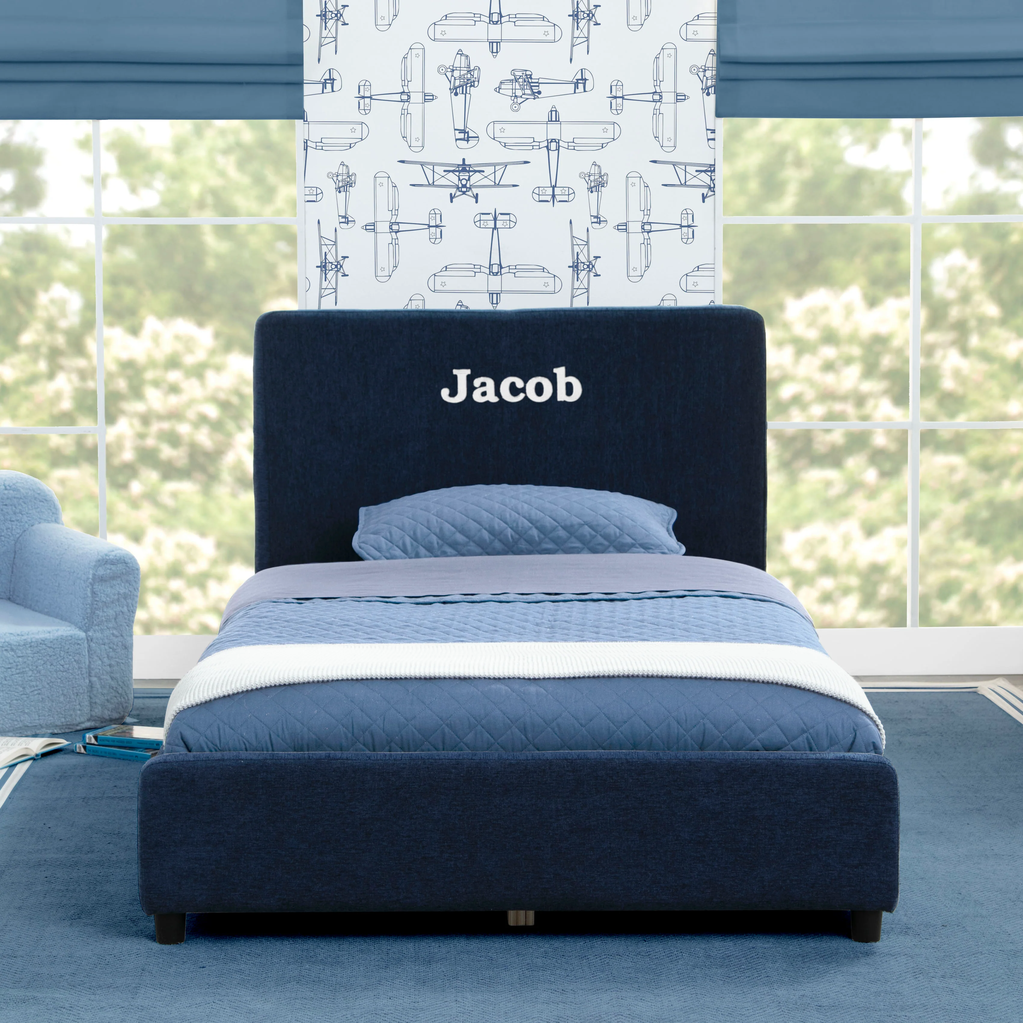 Personalized Upholstered  Twin Bed with Headboard - Image 23