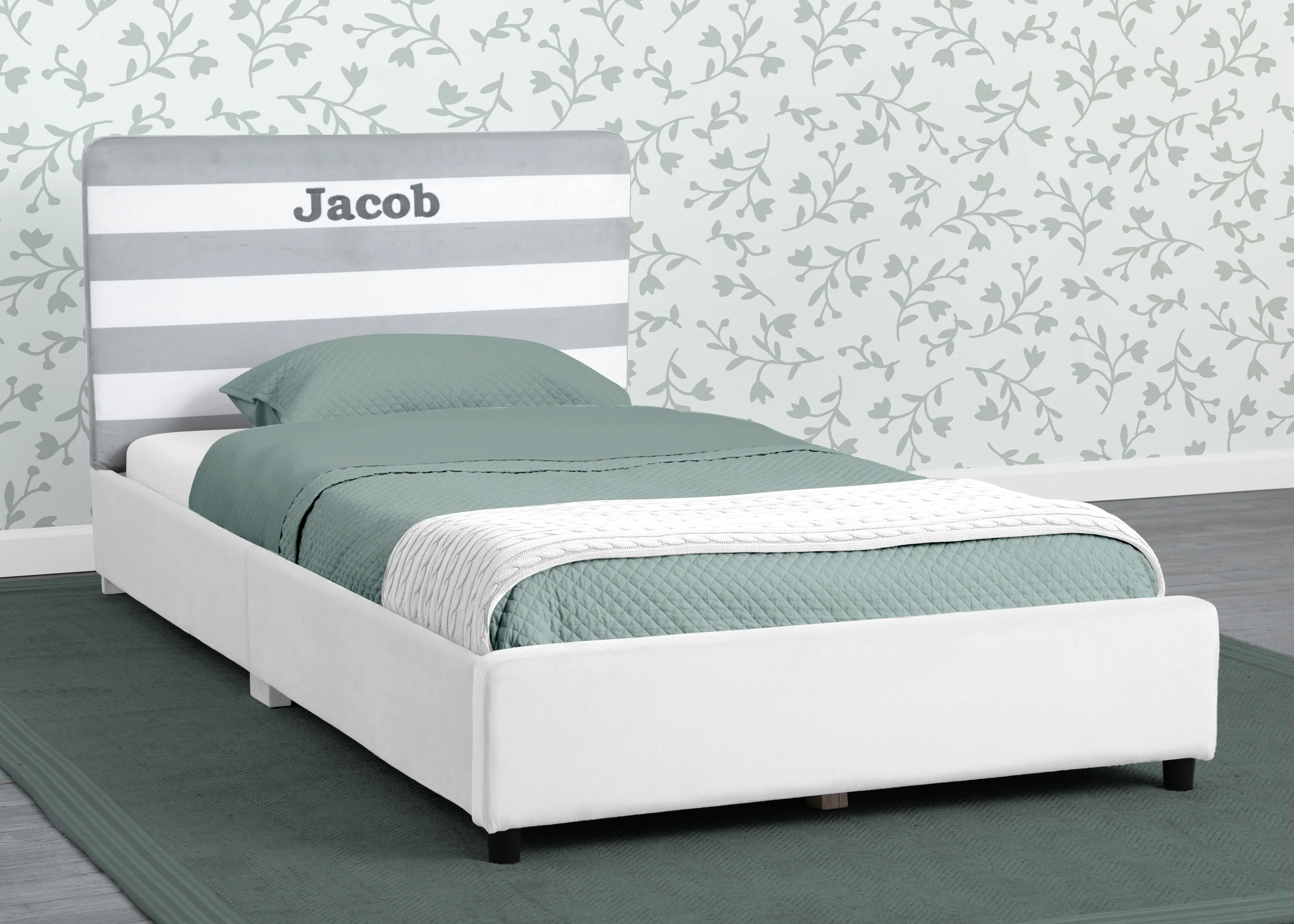 Personalized Upholstered  Twin Bed with Headboard - Image 26