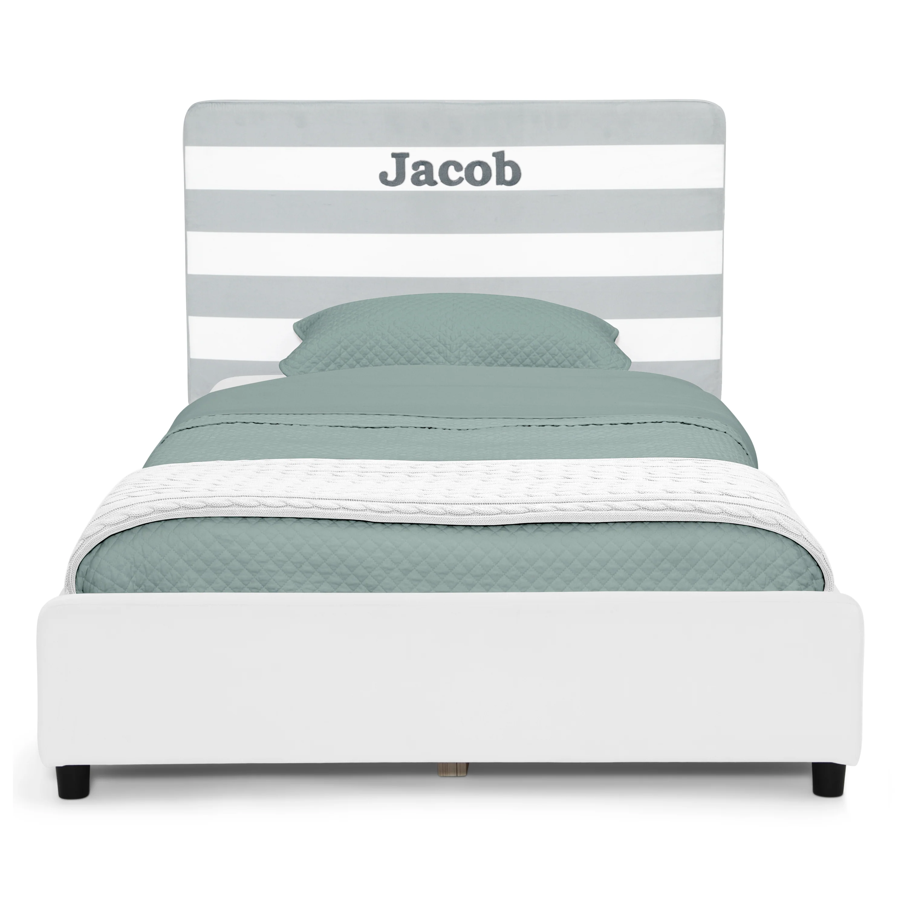 Personalized Upholstered  Twin Bed with Headboard - Image 30