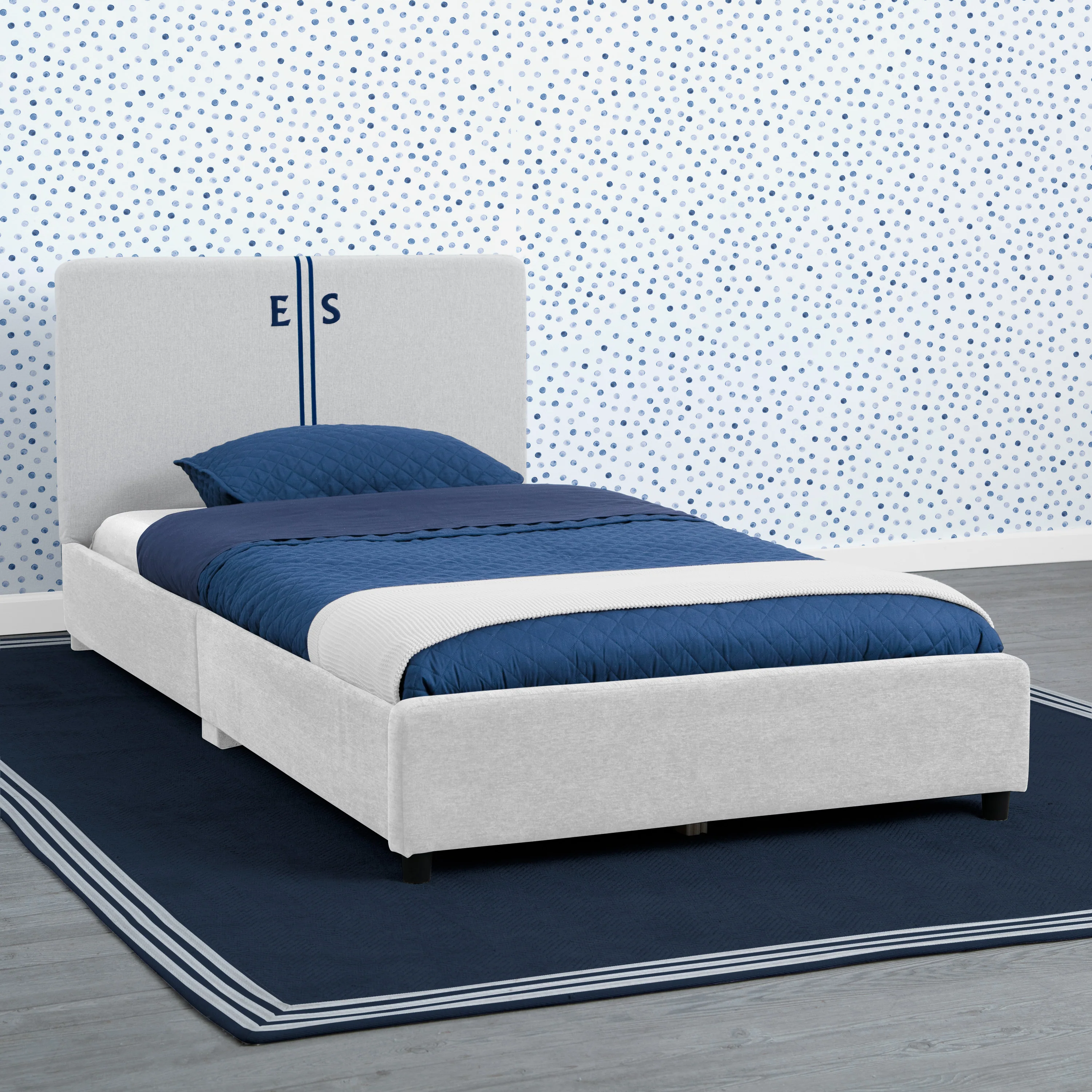 Personalized Upholstered  Twin Bed with Headboard - Image 39