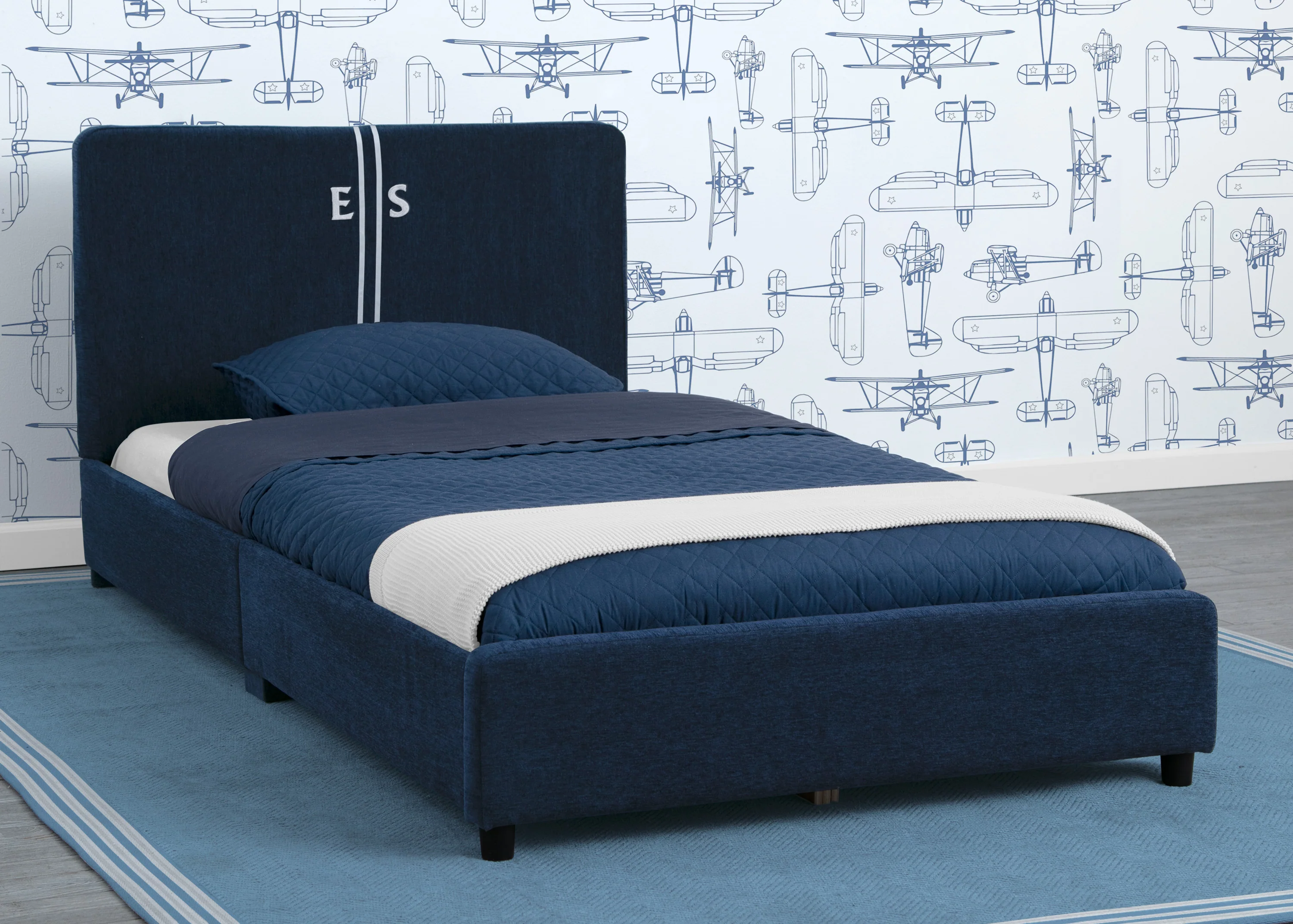 Personalized Upholstered  Twin Bed with Headboard - Image 42