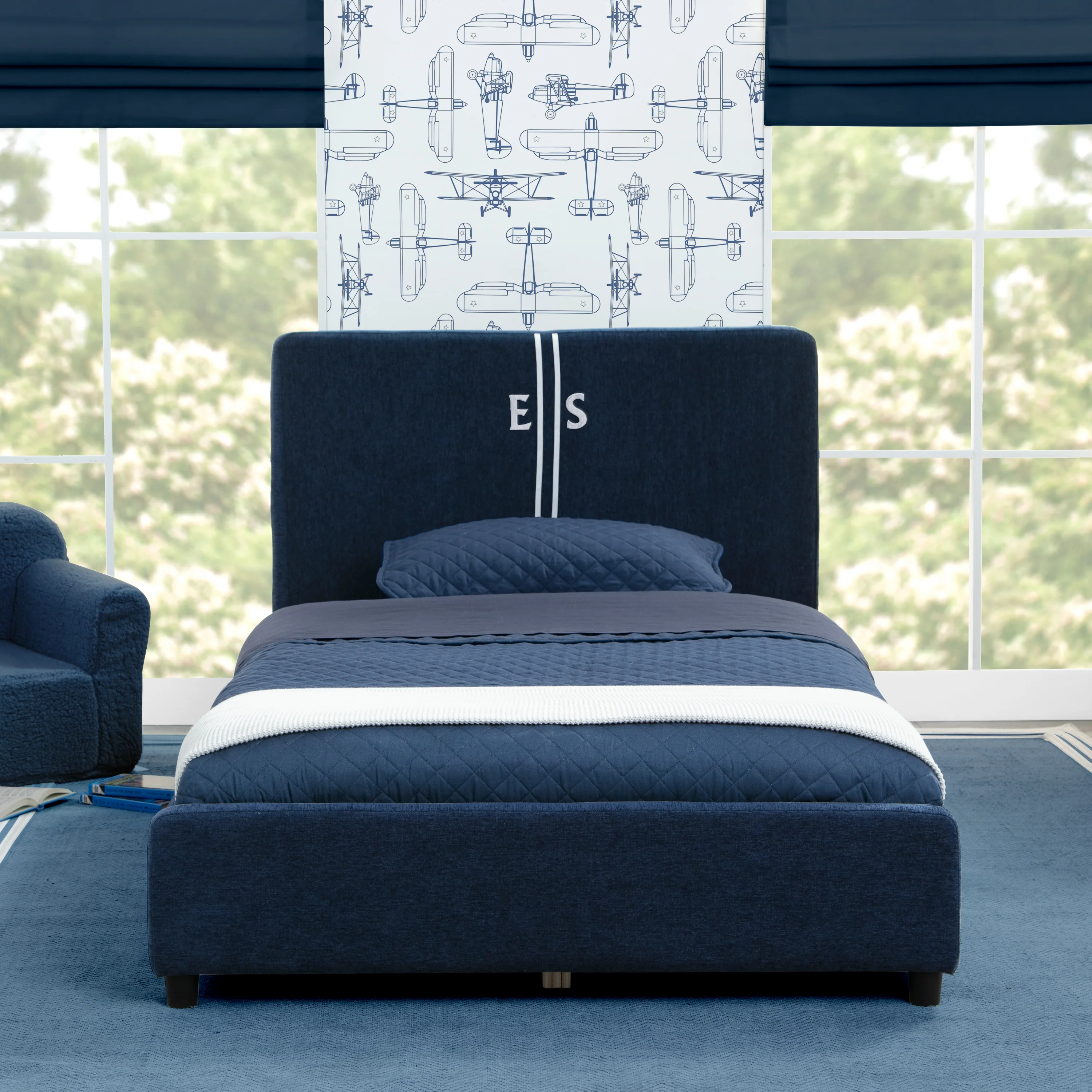 Personalized Upholstered  Twin Bed with Headboard - Image 47
