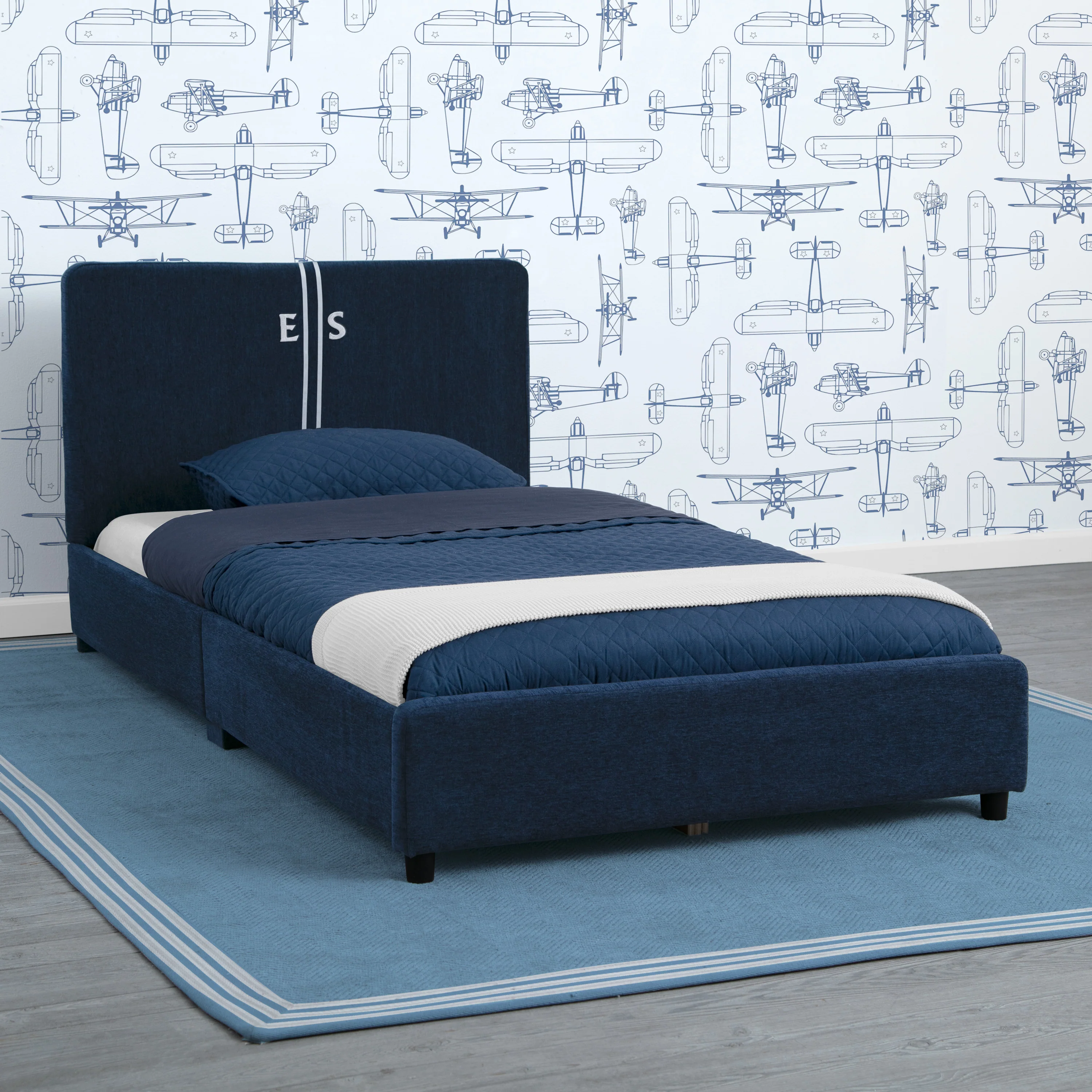 Personalized Upholstered  Twin Bed with Headboard - Image 48