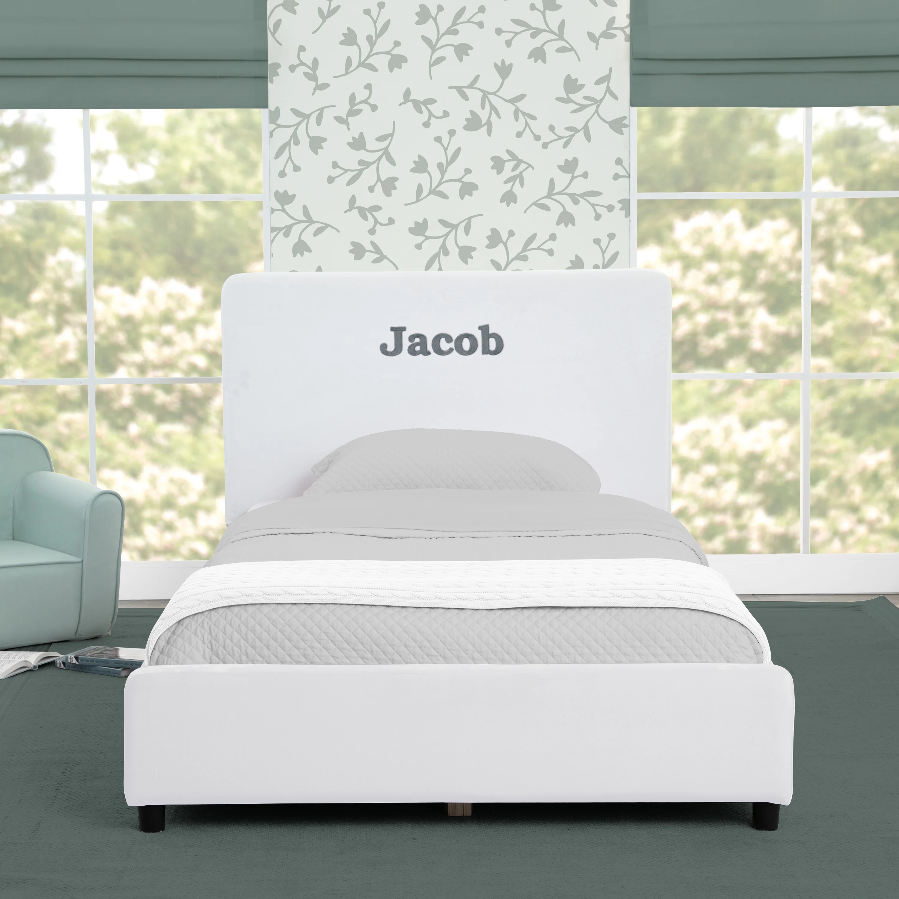 Personalized Upholstered  Twin Bed with Headboard - Image 8
