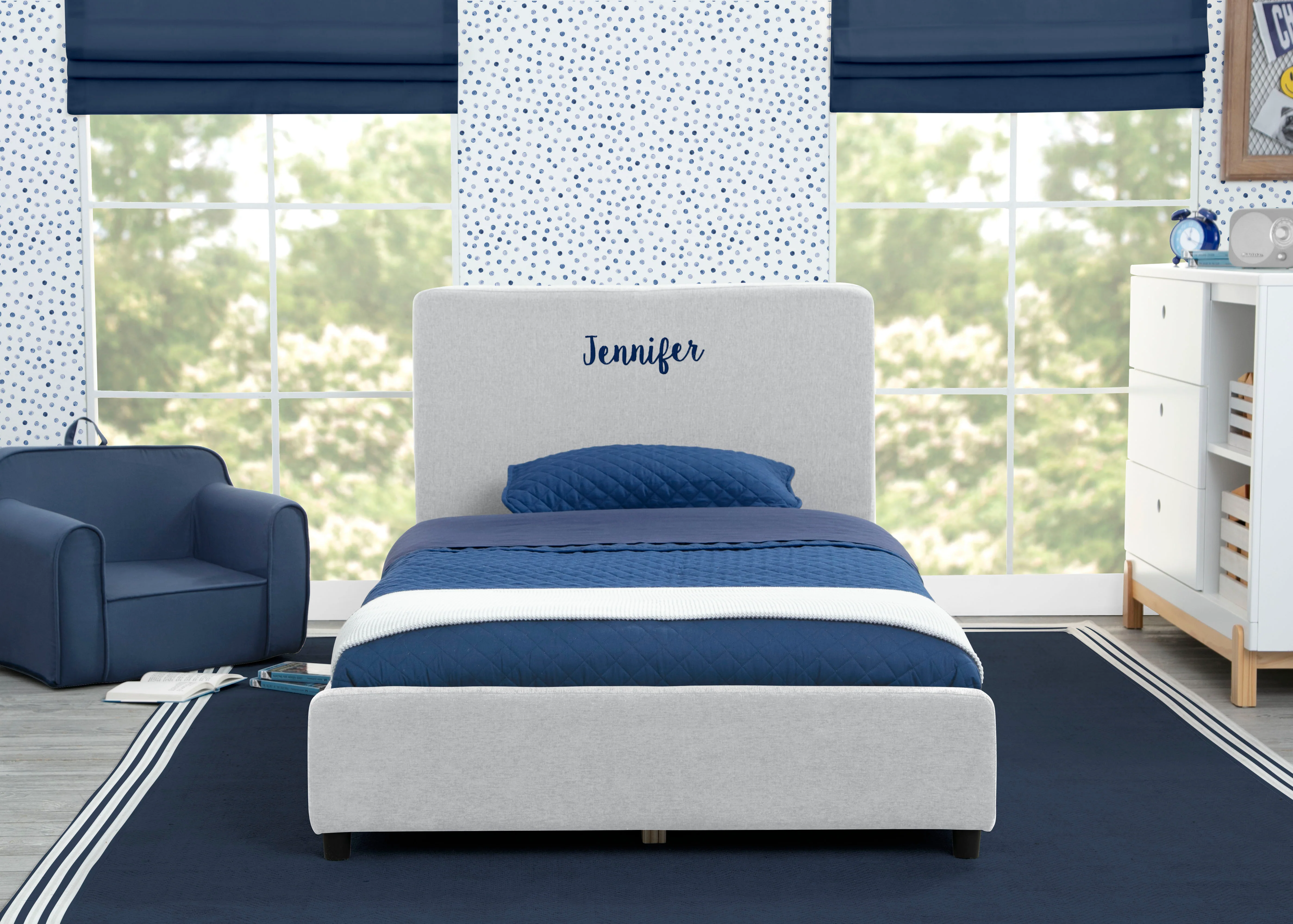 Personalized Upholstered  Twin Bed with Headboard - Image 9