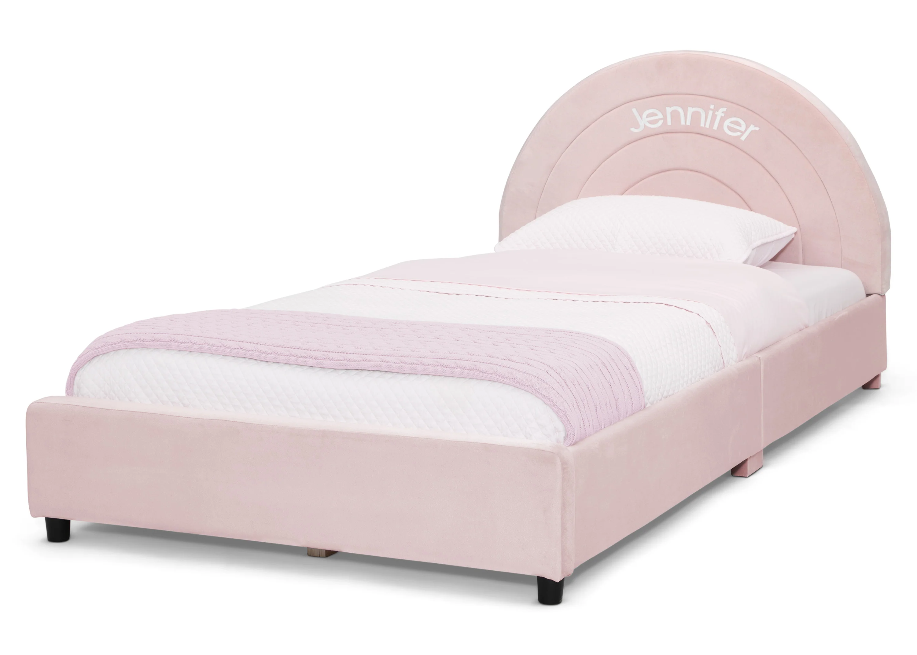 Personalized Upholstered Twin Bed with Round Headboard - Image 13