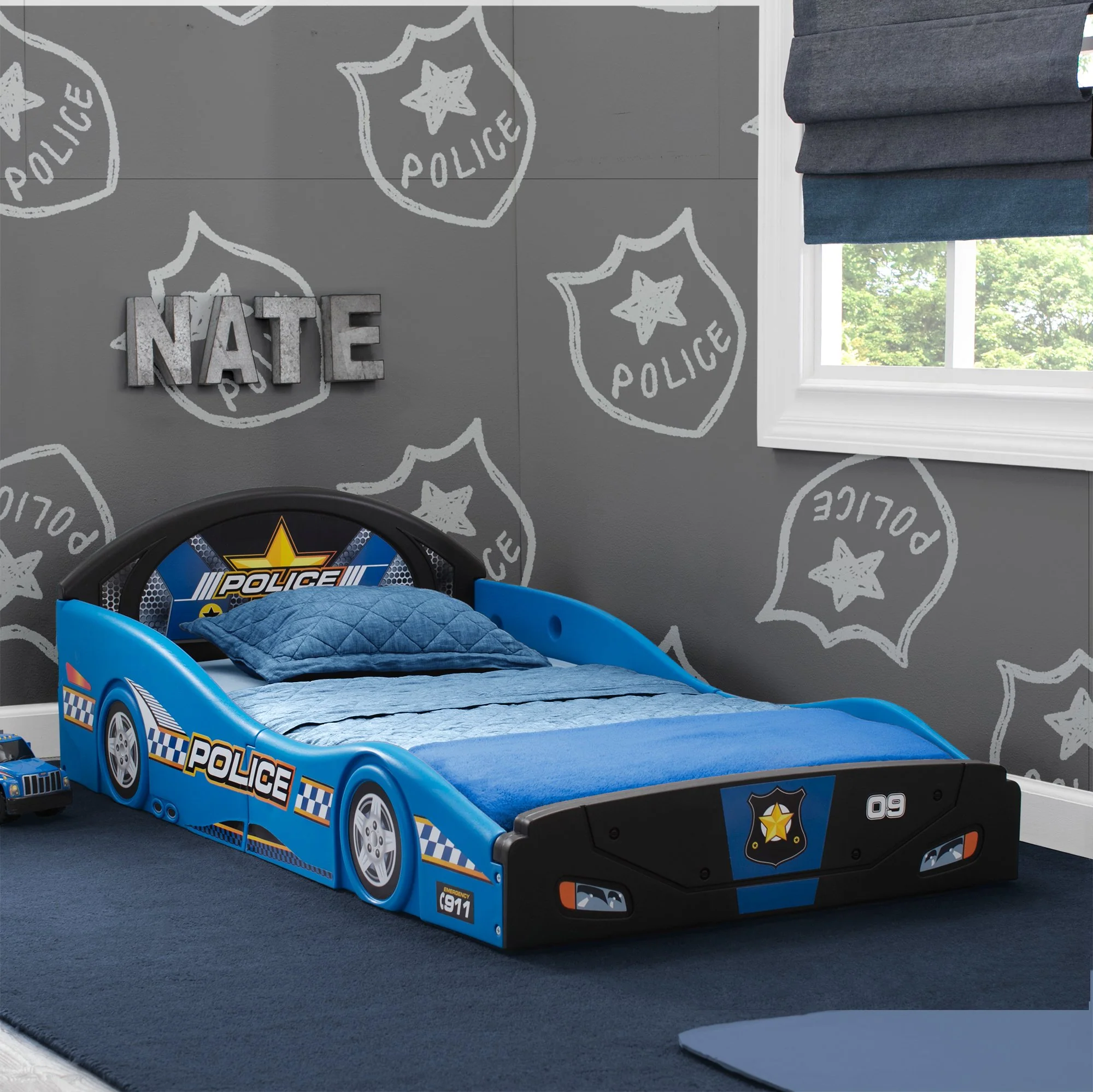 Police Car Plastic Sleep and Play Toddler Bed - Image 5