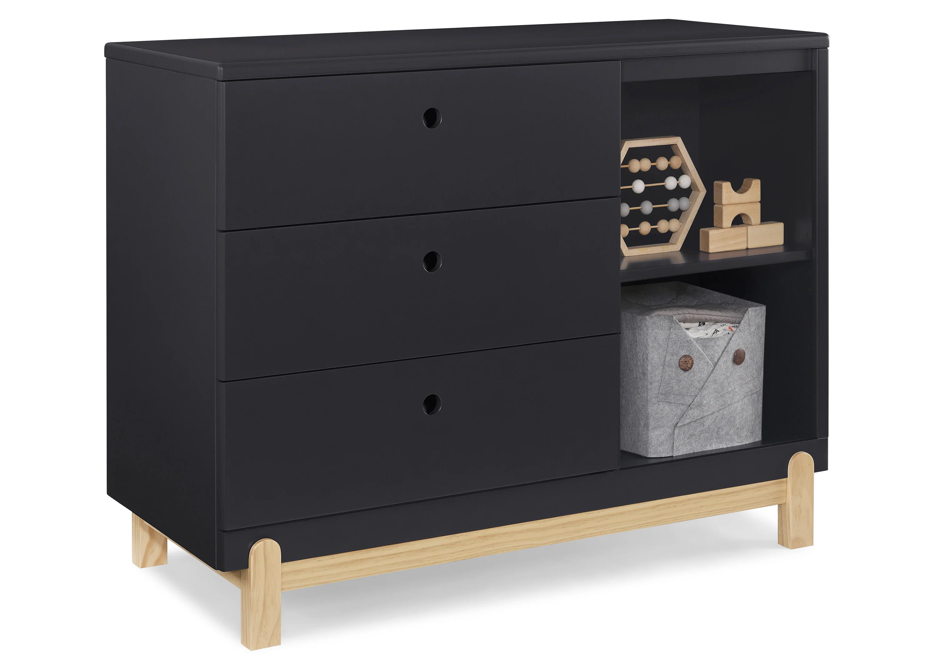 Poppy 3 Drawer Dresser with Cubbies and Interlocking Drawers - Image 11