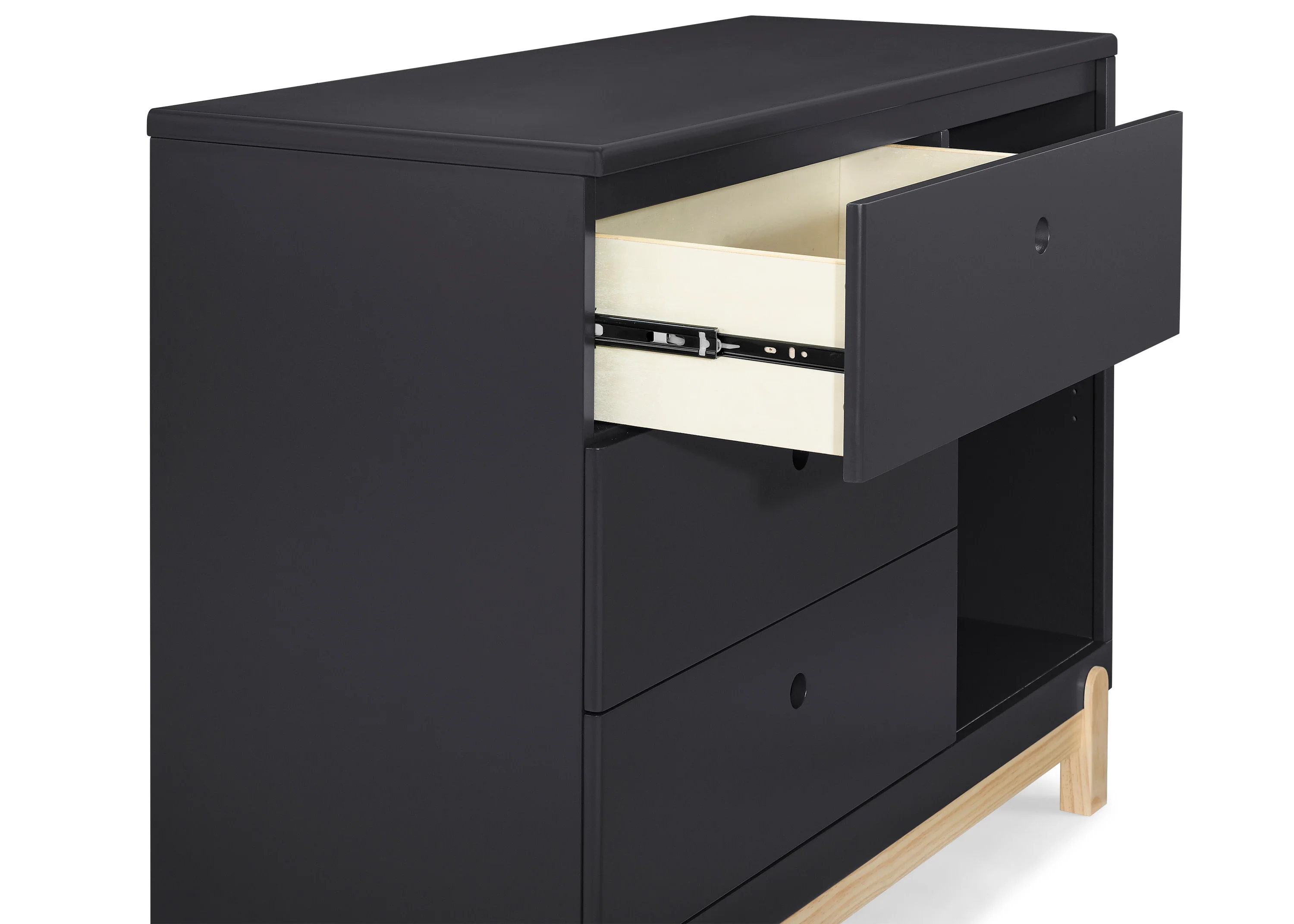 Poppy 3 Drawer Dresser with Cubbies and Interlocking Drawers - Image 12