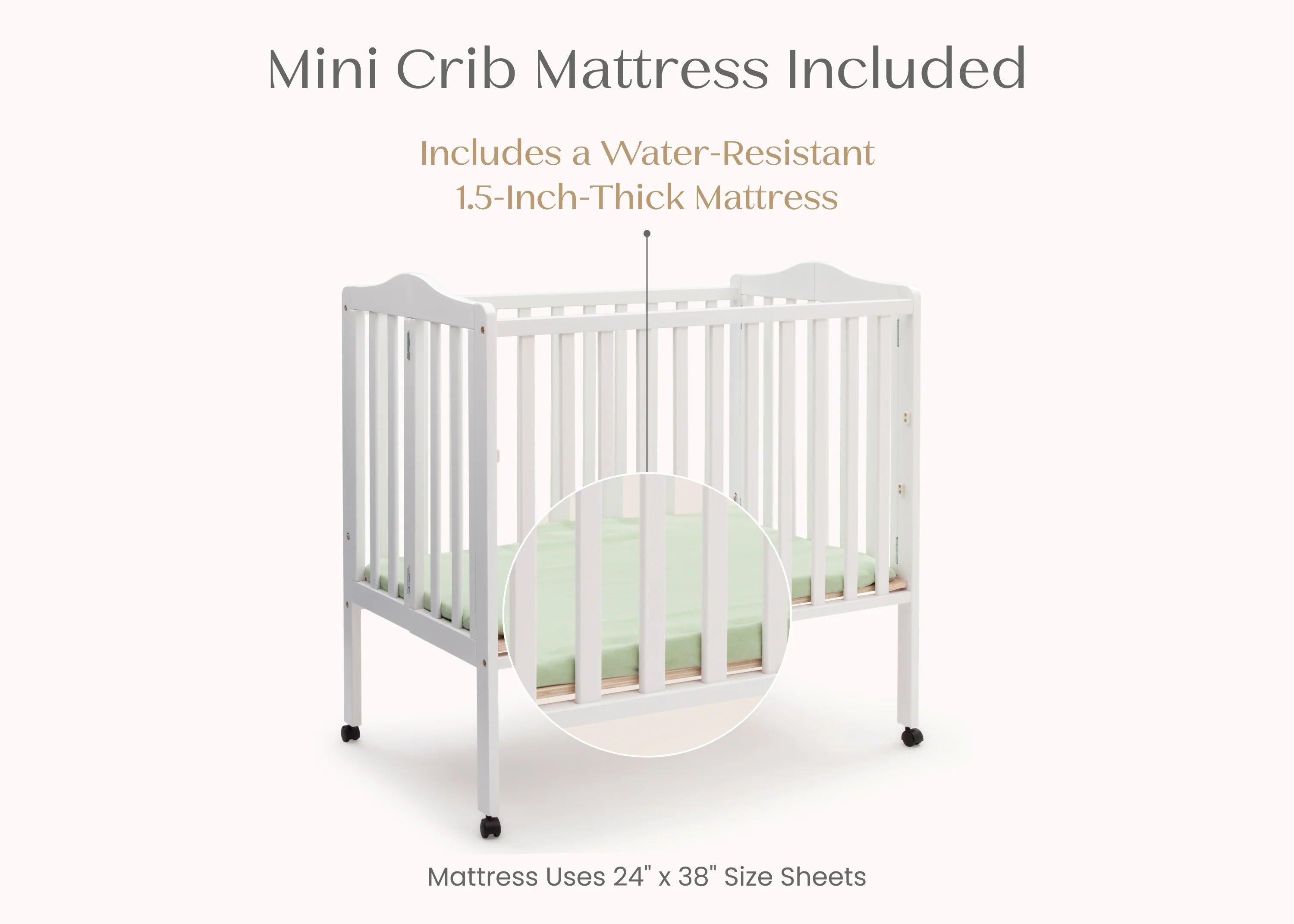 Folding Portable Mini Baby Crib with 1.5-inch Mattress - Image 20