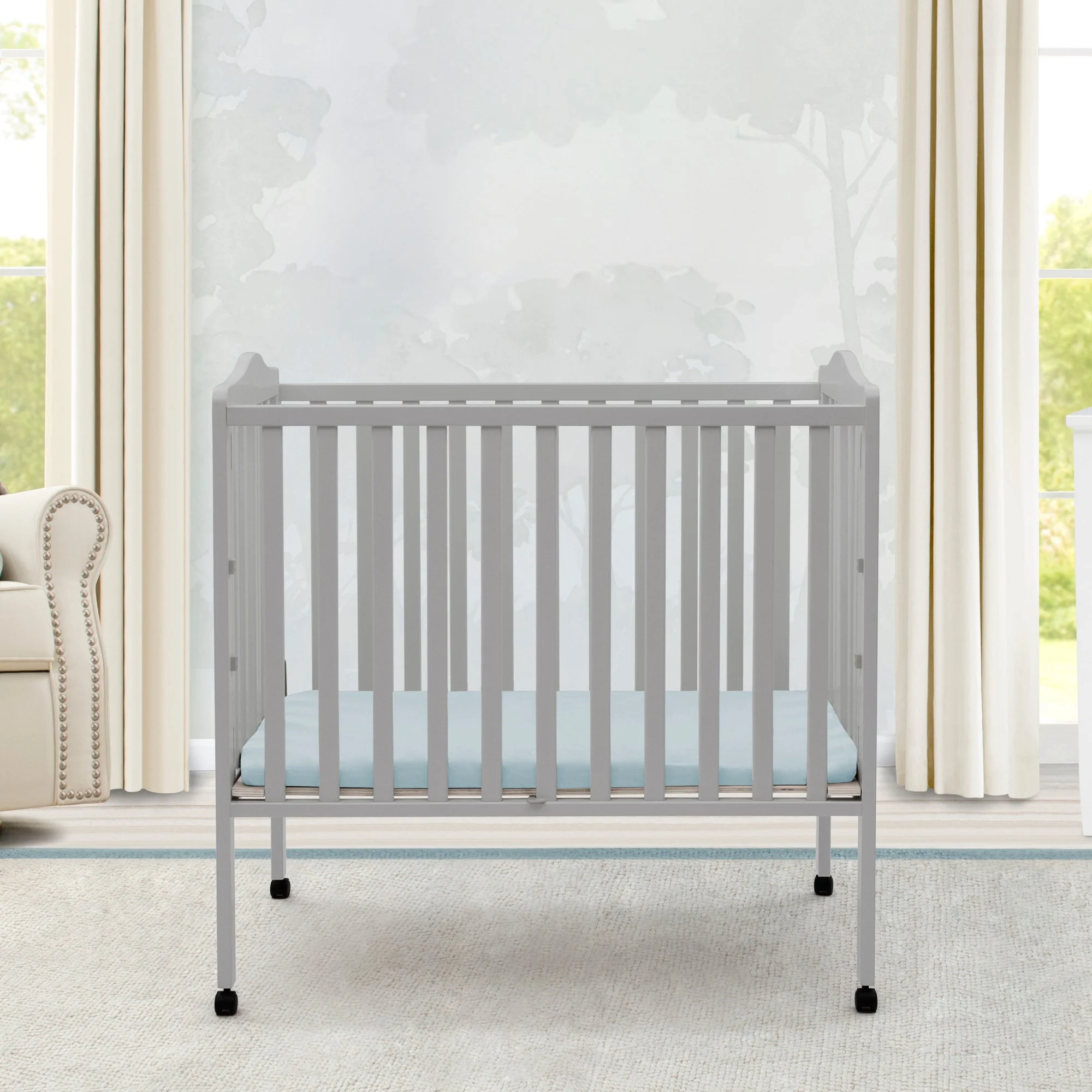 Folding Portable Mini Baby Crib with 1.5-inch Mattress - Image 30