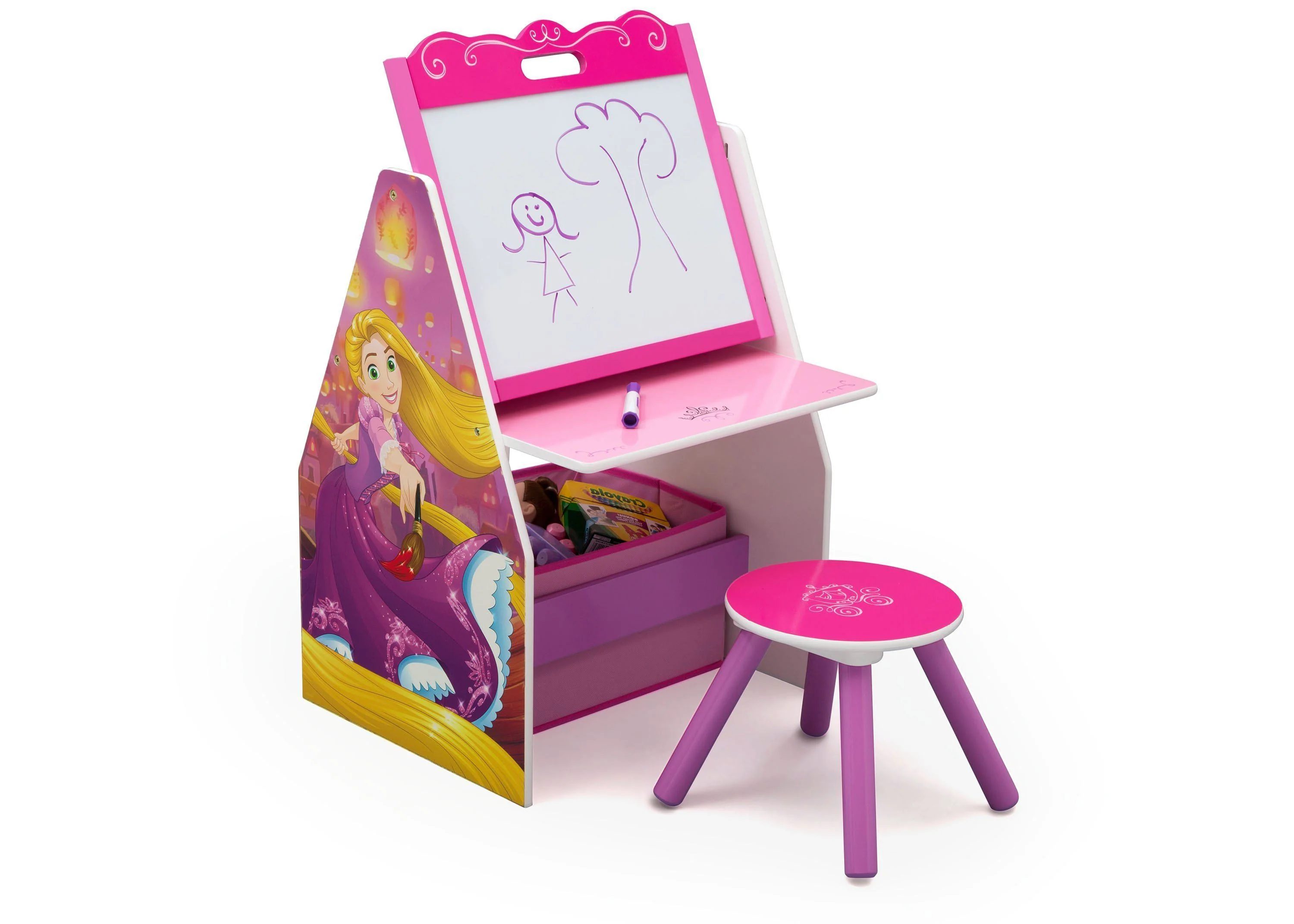 Princess Activity Center - Easel Desk with Stool & Toy Organizer - Image 3