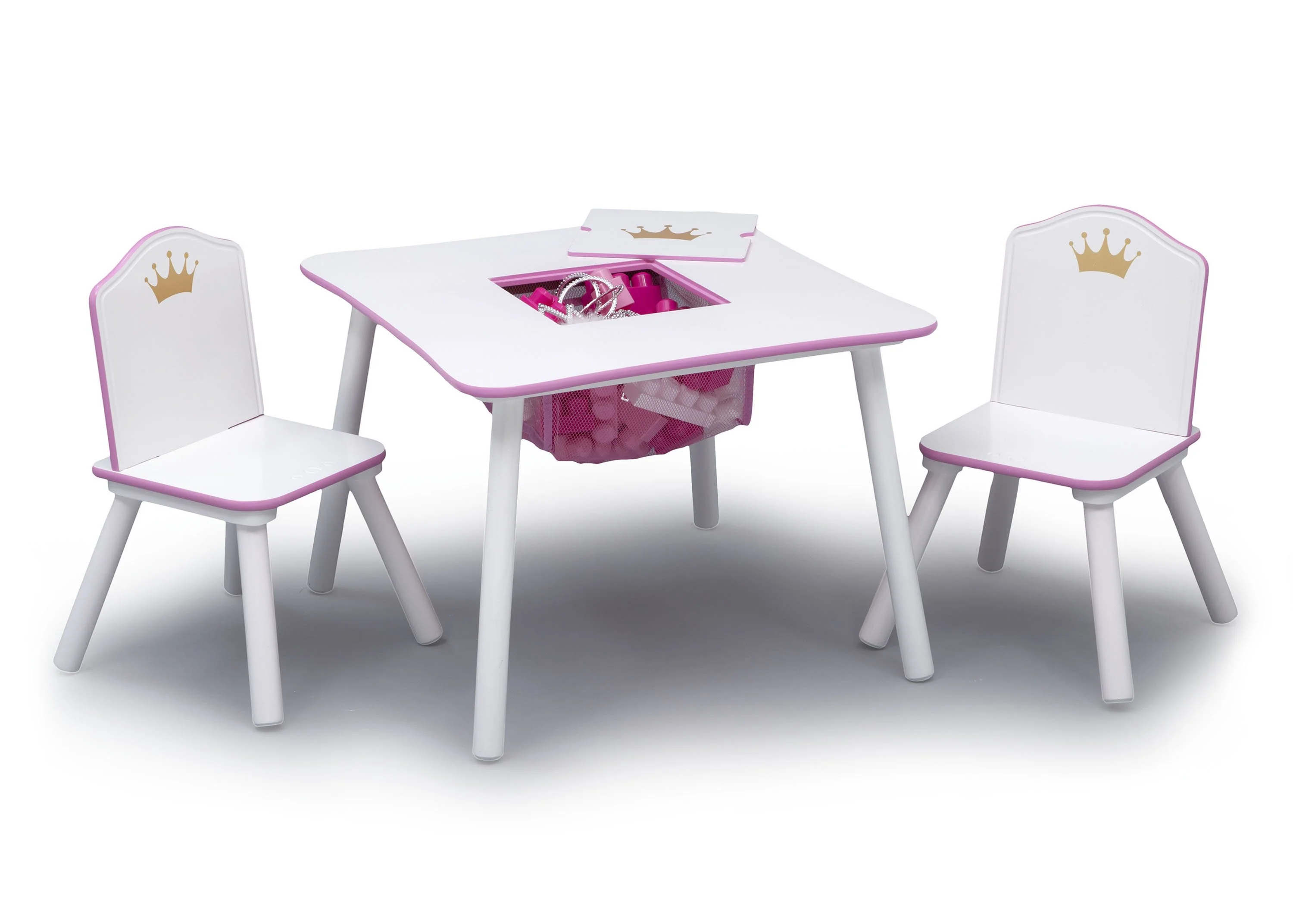 Princess Crown Kids Chair Set and Table, White/Pink - Image 3