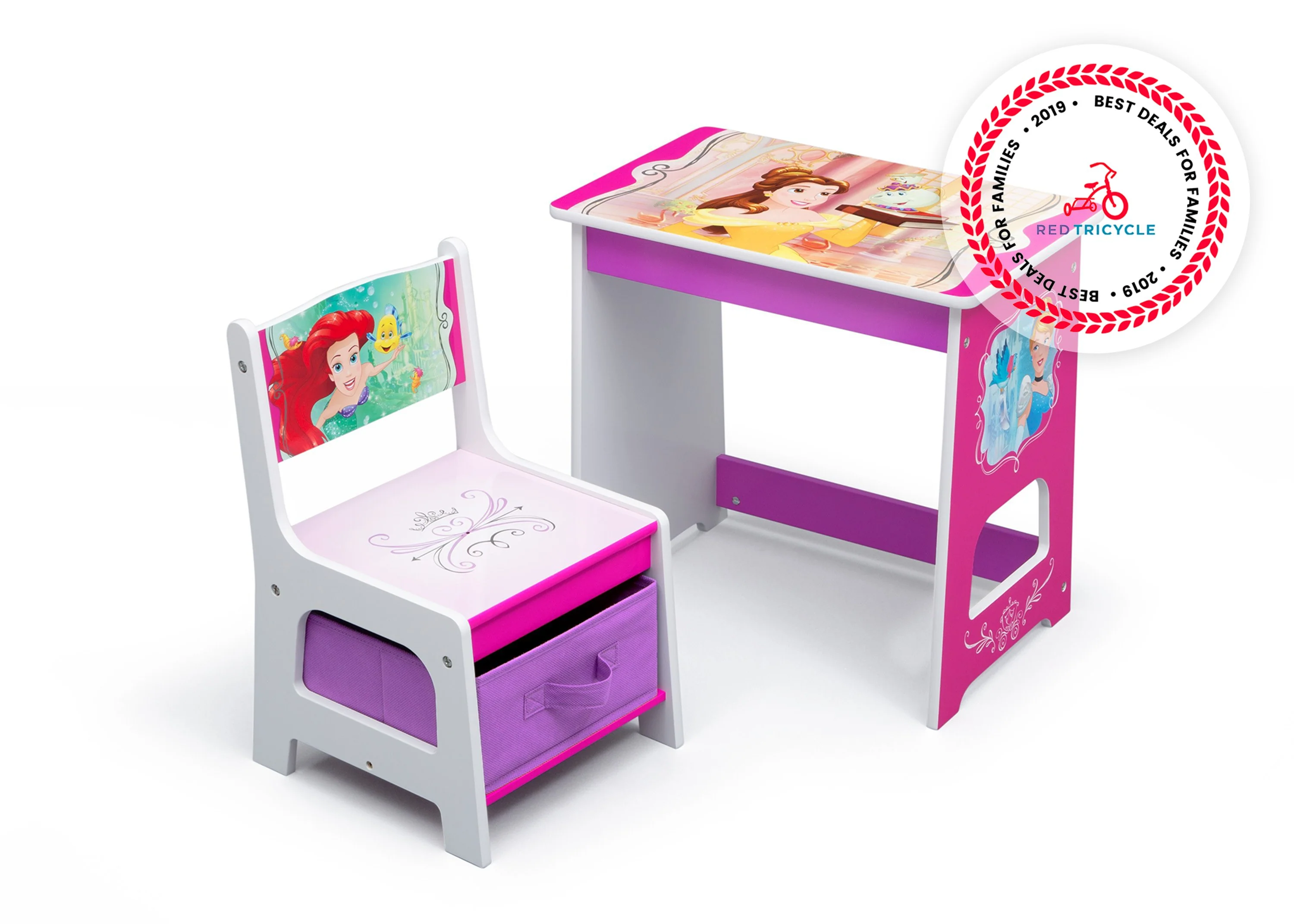 Princess Kids Wood Desk and Chair Set - Image 2