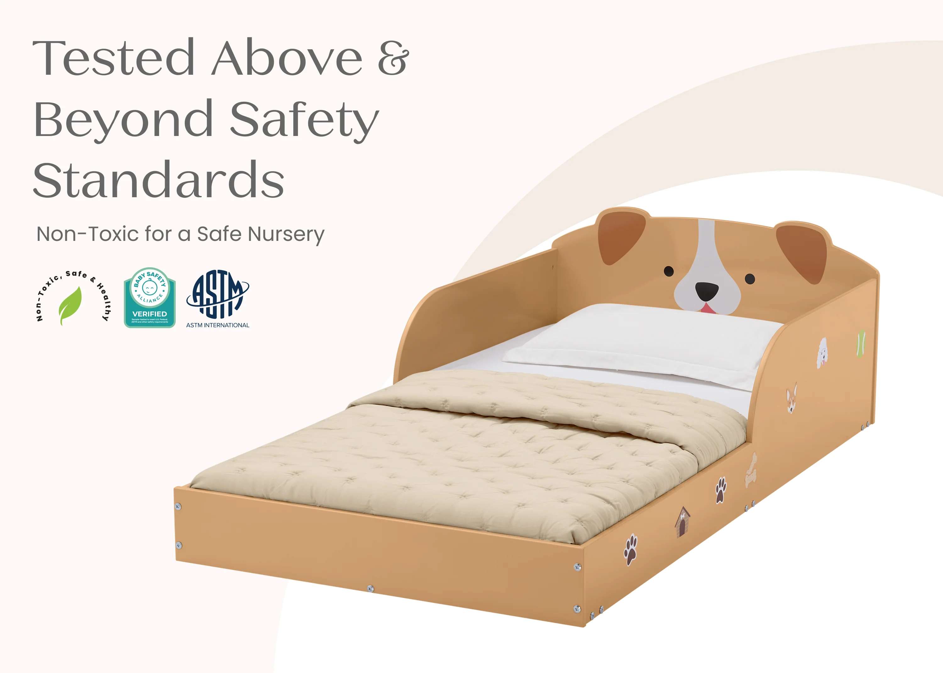 Puppy Wood Floor Toddler Bed with Reusable Stickers - Image 7