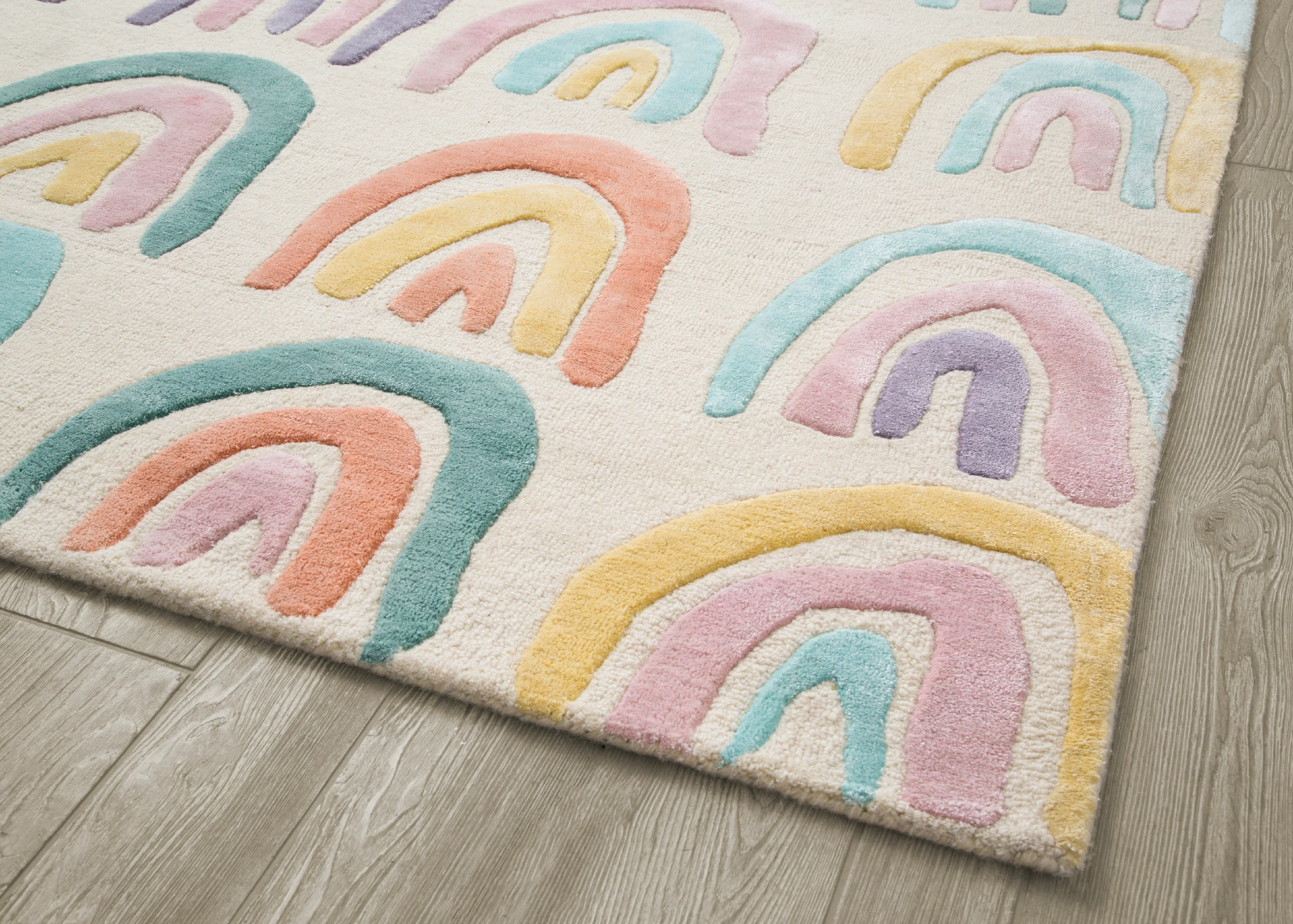 Over the Rainbow Hand-Tufted Wool Blend Area Rug 5x8 - Image 2