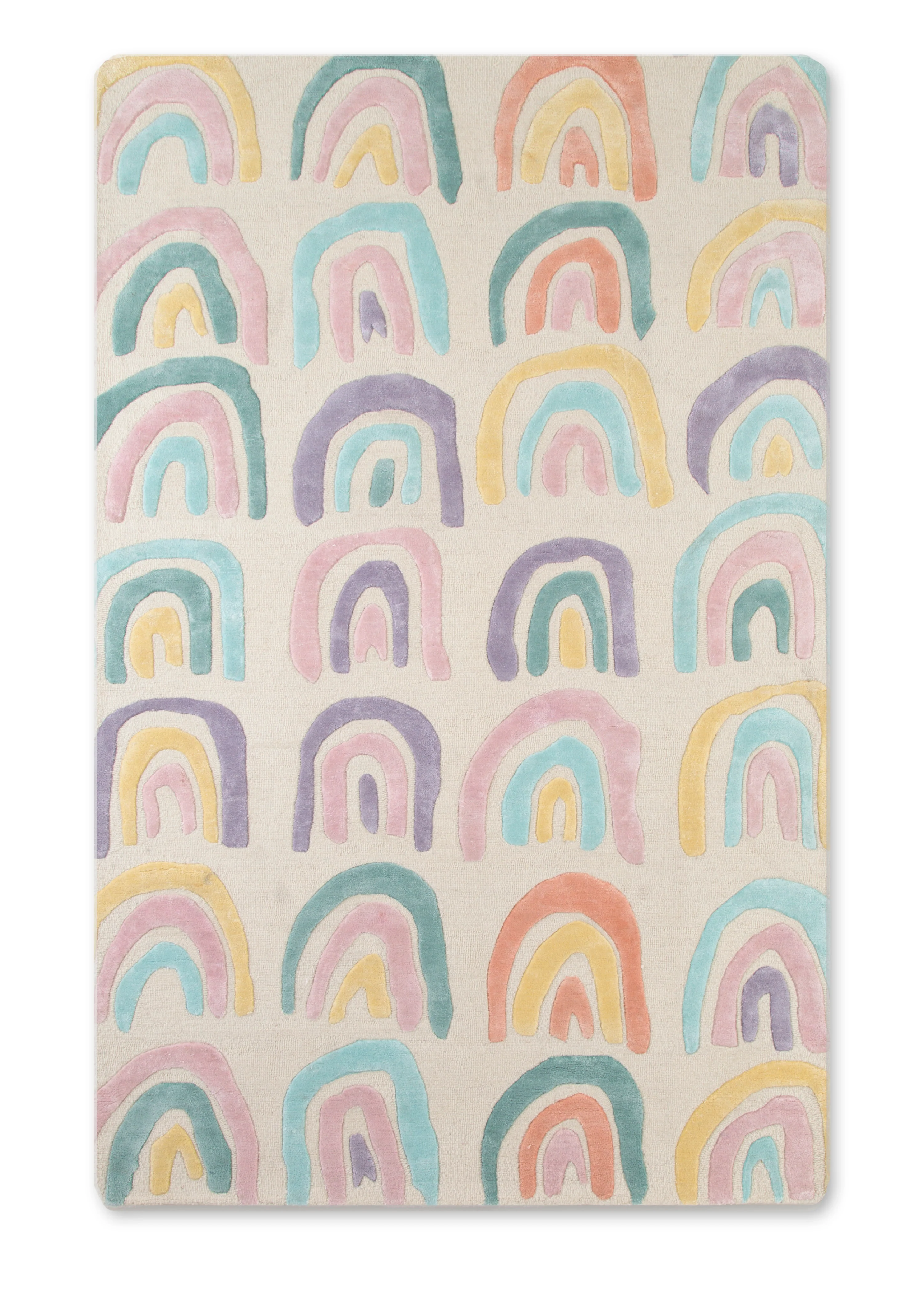 Over the Rainbow Hand-Tufted Wool Blend Area Rug 5x8 - Image 3