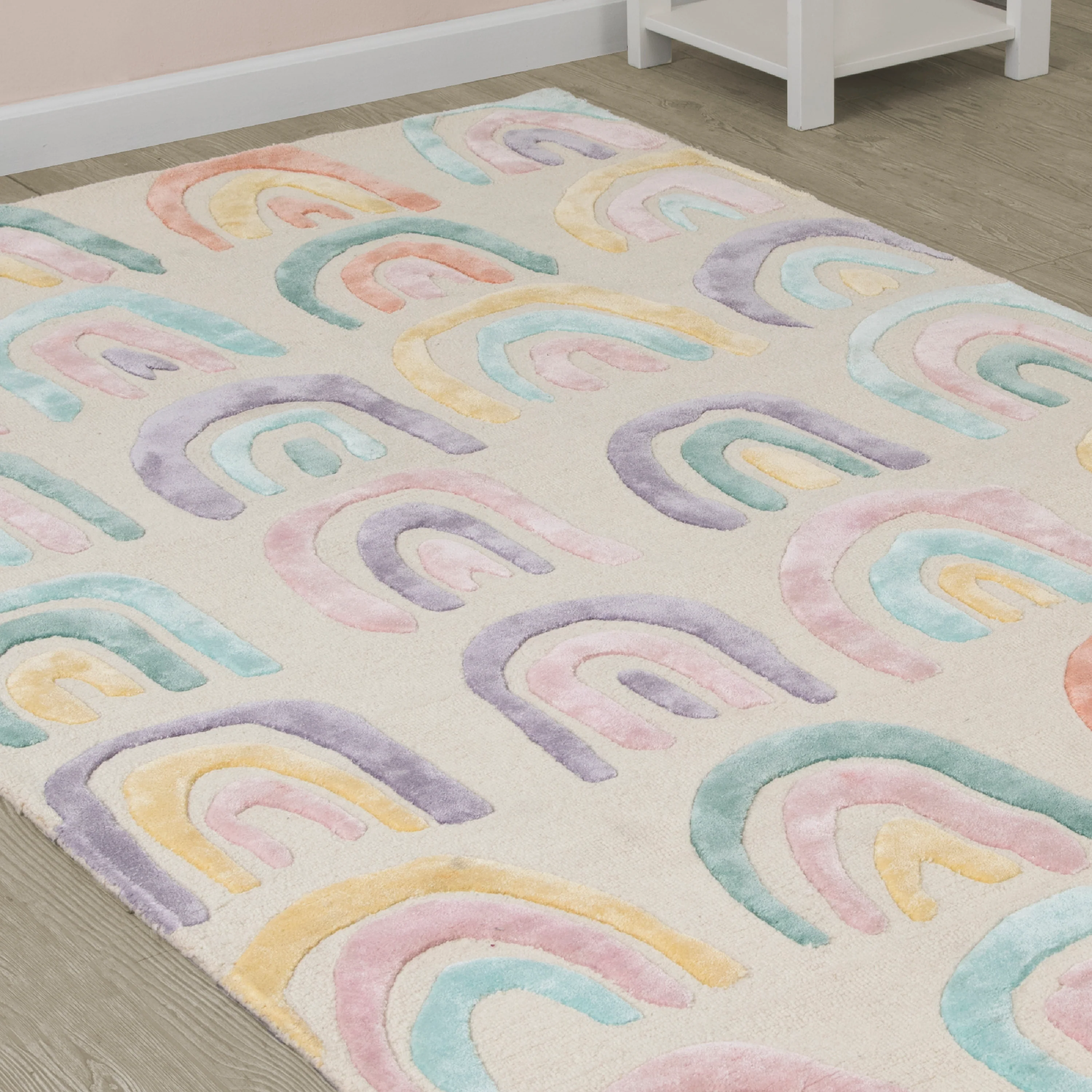 Over the Rainbow Hand-Tufted Wool Blend Area Rug 5x8 - Image 5