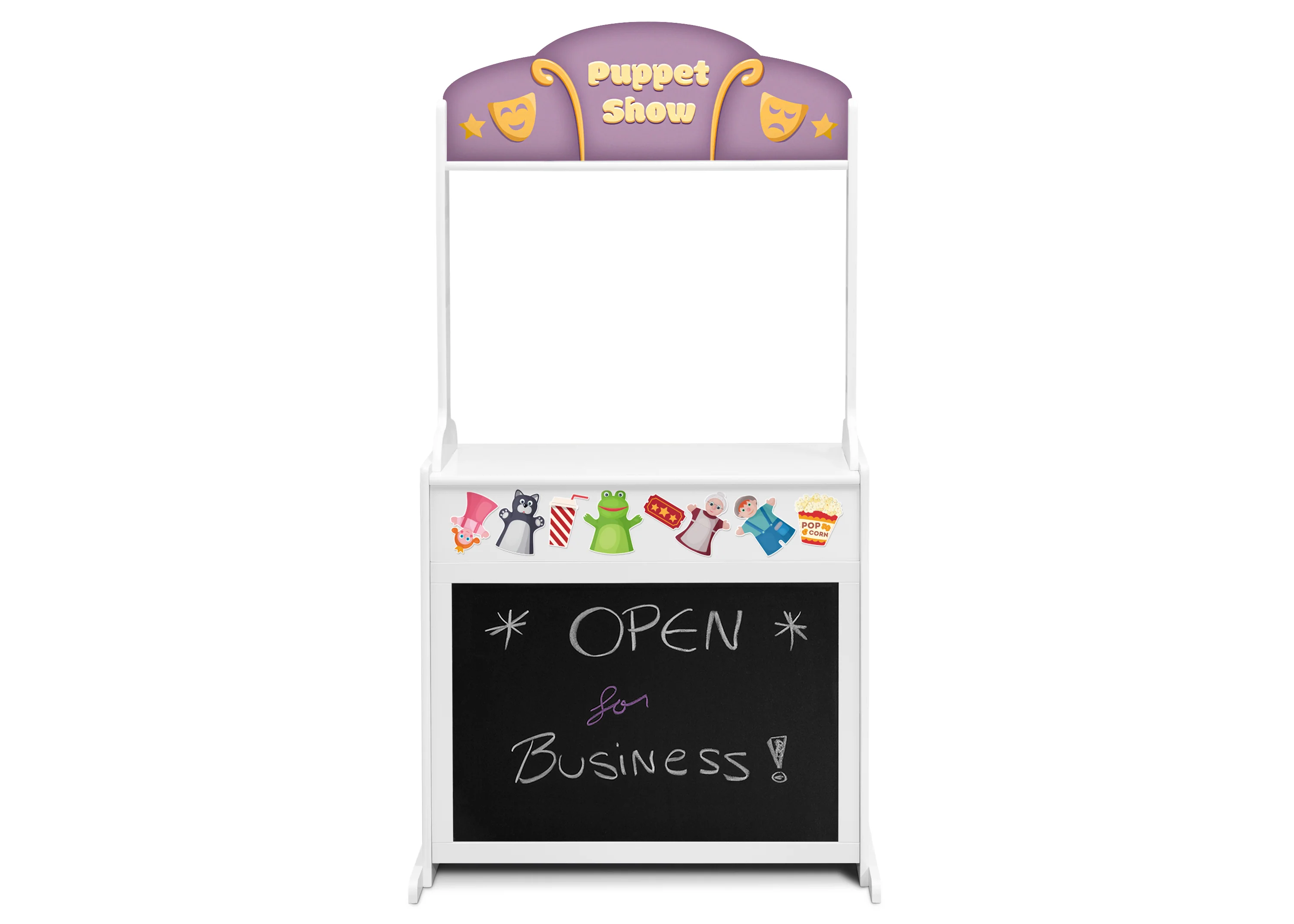 Reversible 4-in-1 Pretend Play Center with Chalkboard & Storage - Image 10