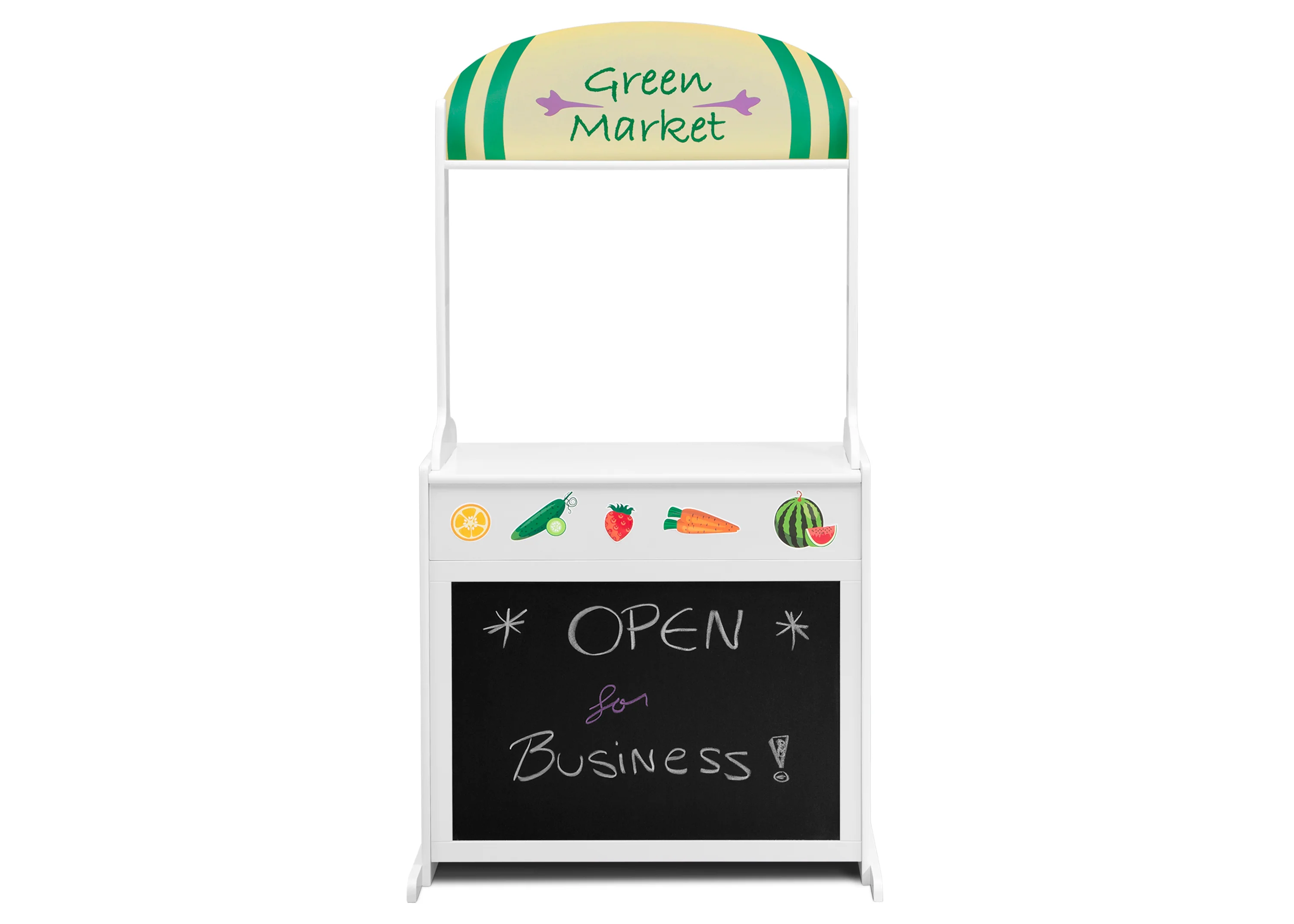 Reversible 4-in-1 Pretend Play Center with Chalkboard & Storage - Image 4