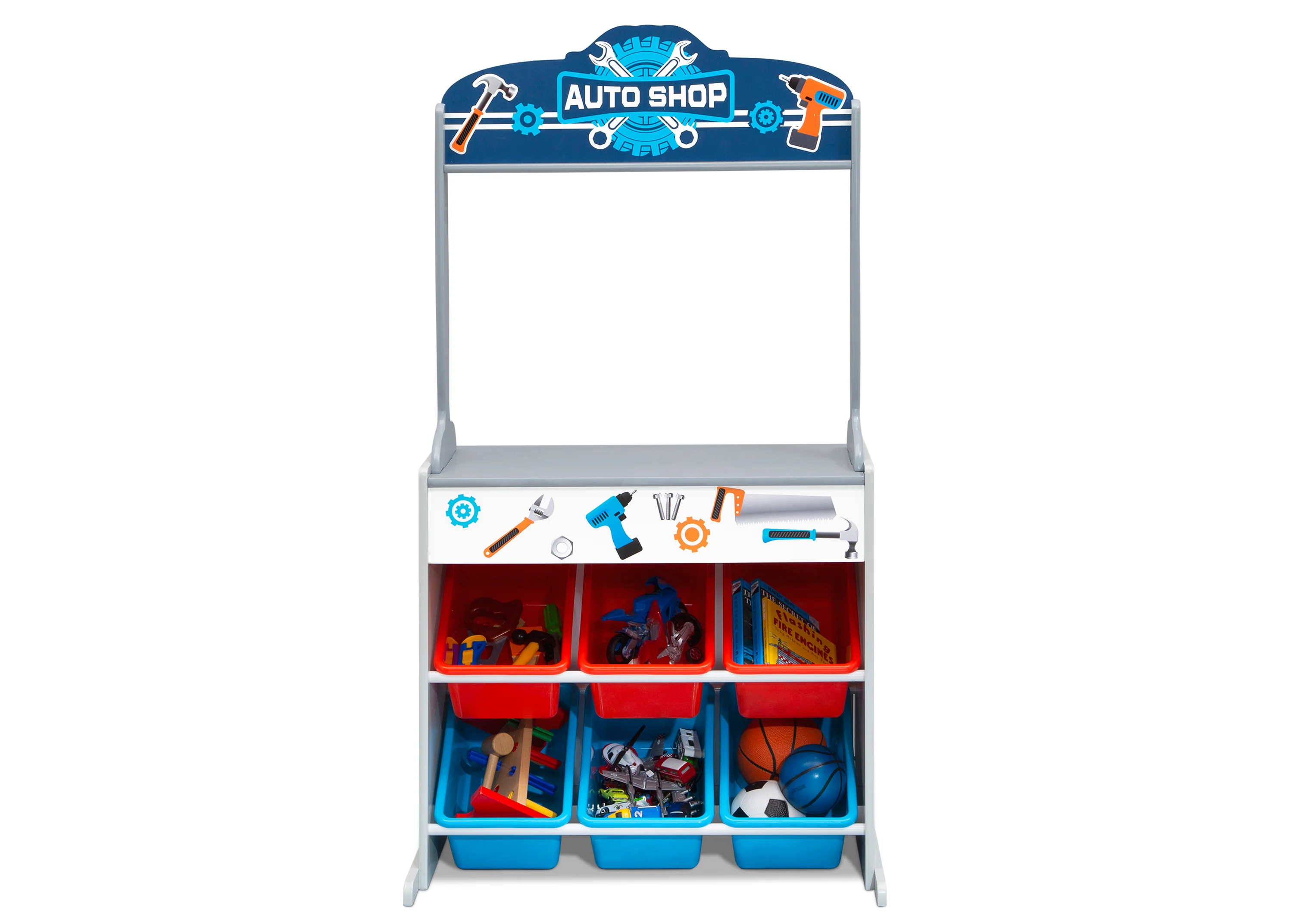 Reversible 4-in-1 Pretend Play Center with Chalkboard & Storage - Image 11