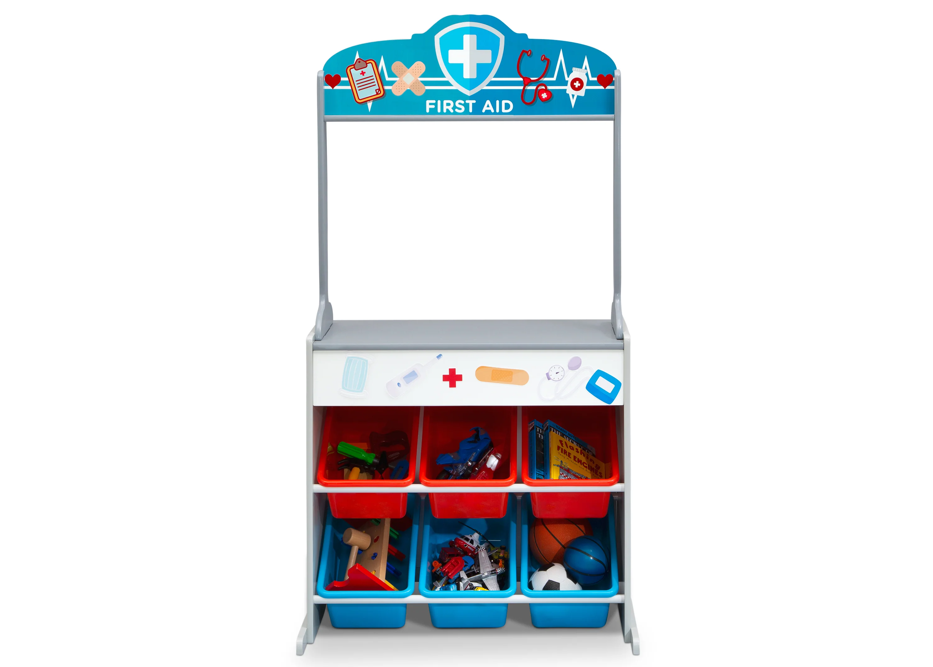 Reversible 4-in-1 Pretend Play Center with Chalkboard & Storage - Image 7