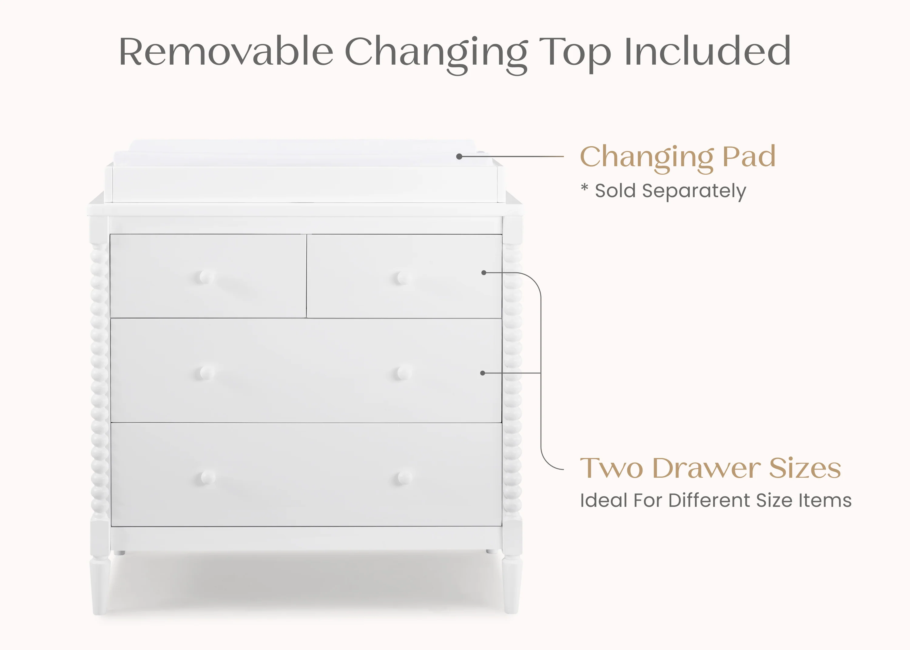 Saint 4 Drawer Dresser with Changing Top and Interlocking Drawers - Image 19