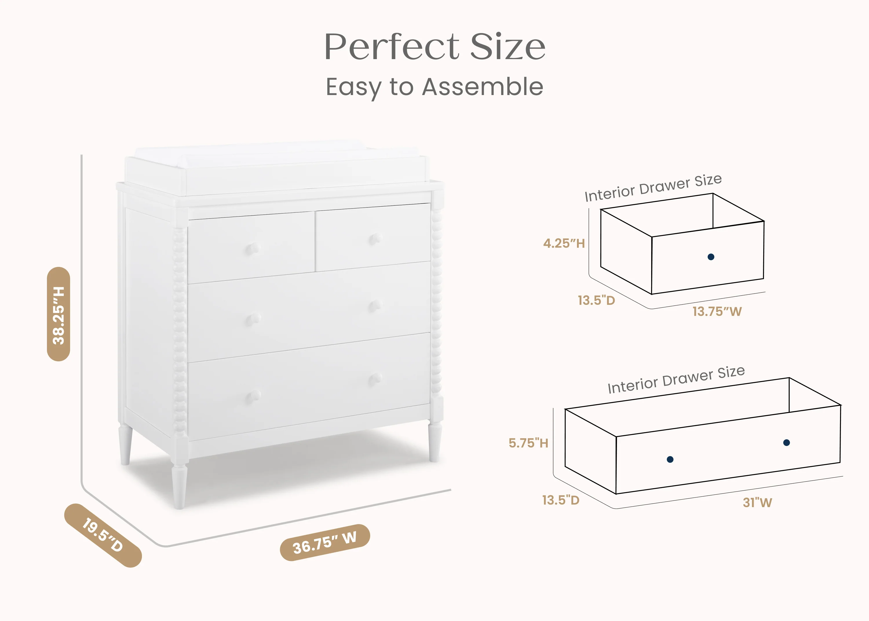Saint 4 Drawer Dresser with Changing Top and Interlocking Drawers - Image 21