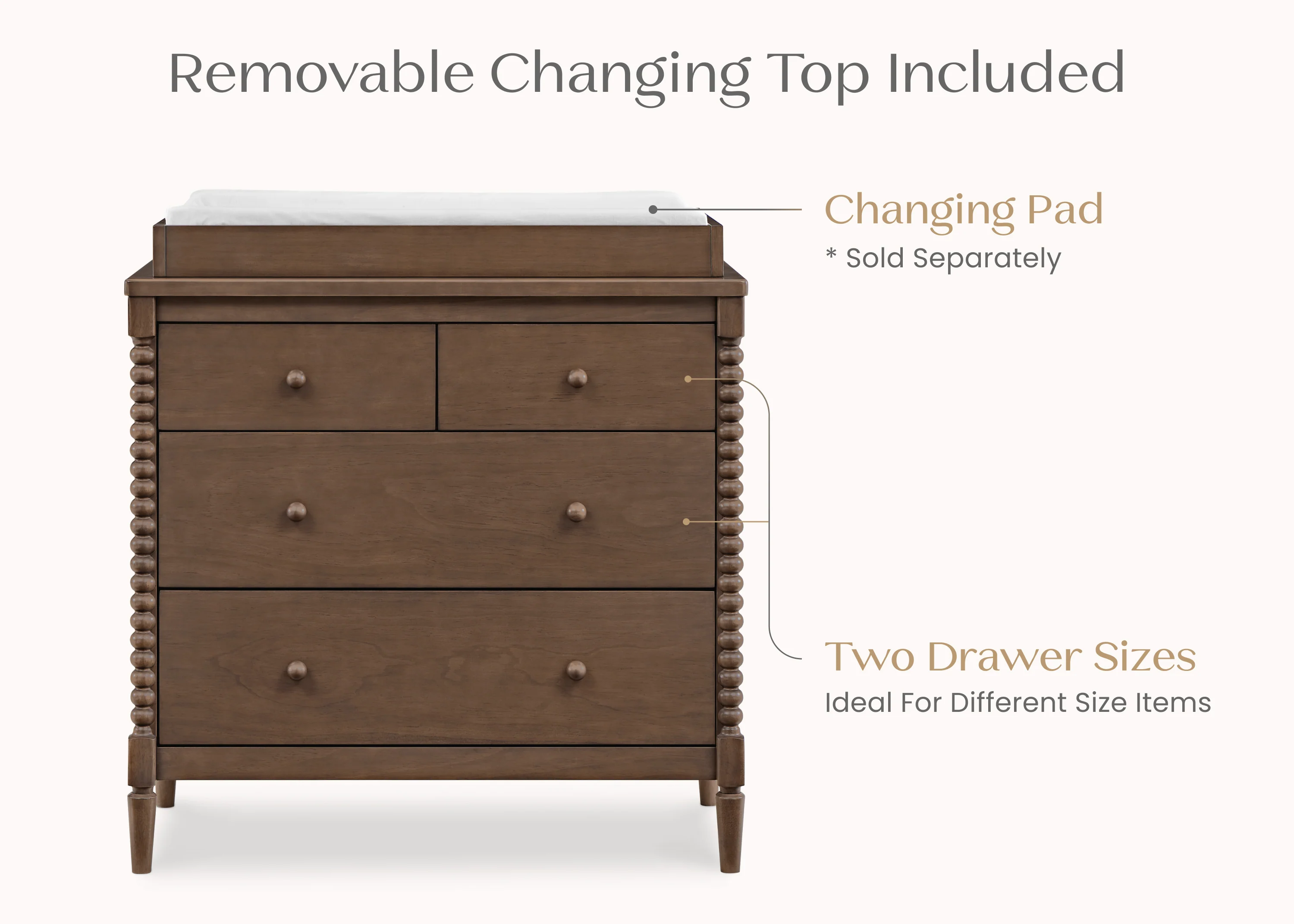 Saint 4 Drawer Dresser with Changing Top and Interlocking Drawers - Image 3