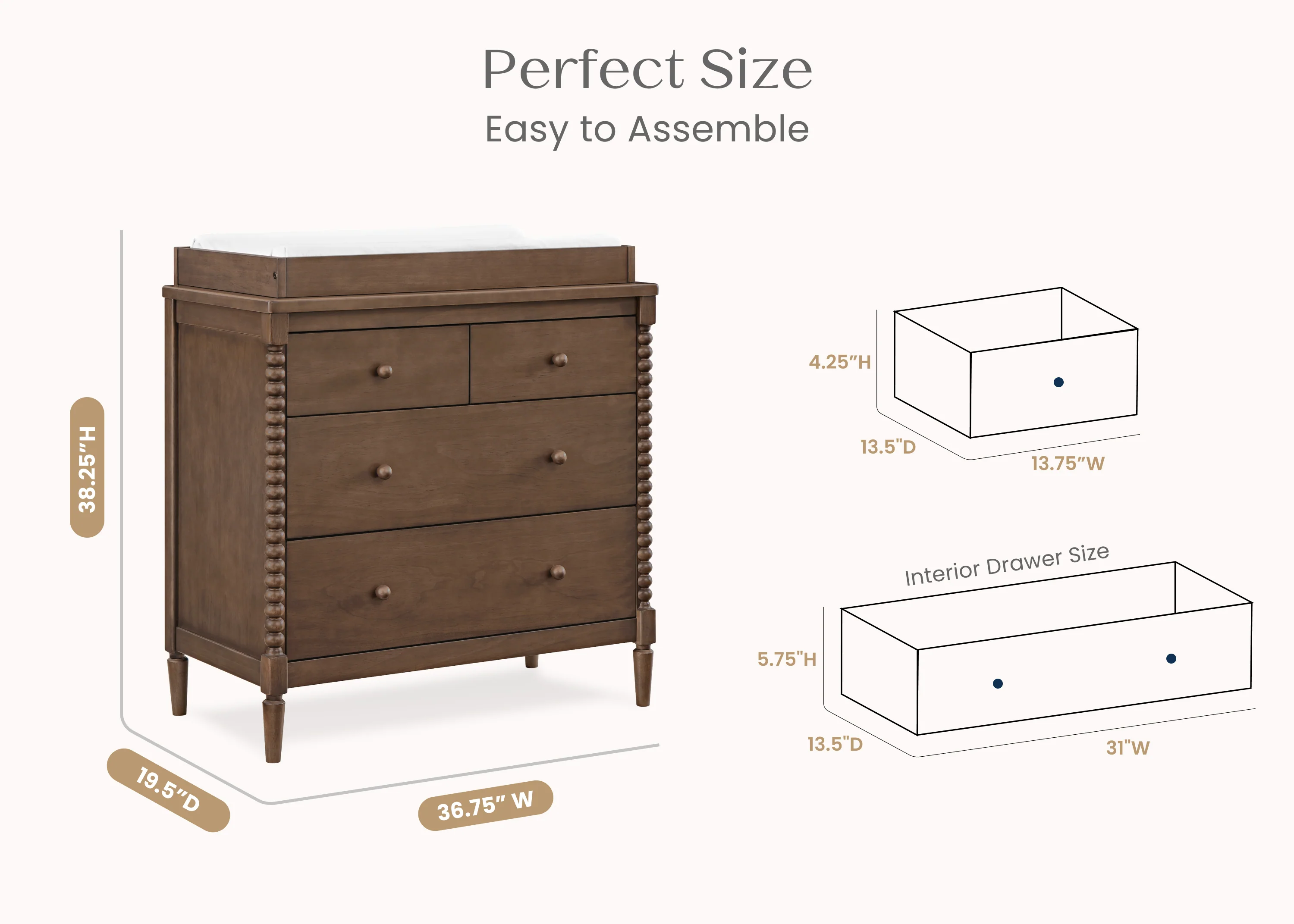 Saint 4 Drawer Dresser with Changing Top and Interlocking Drawers - Image 5
