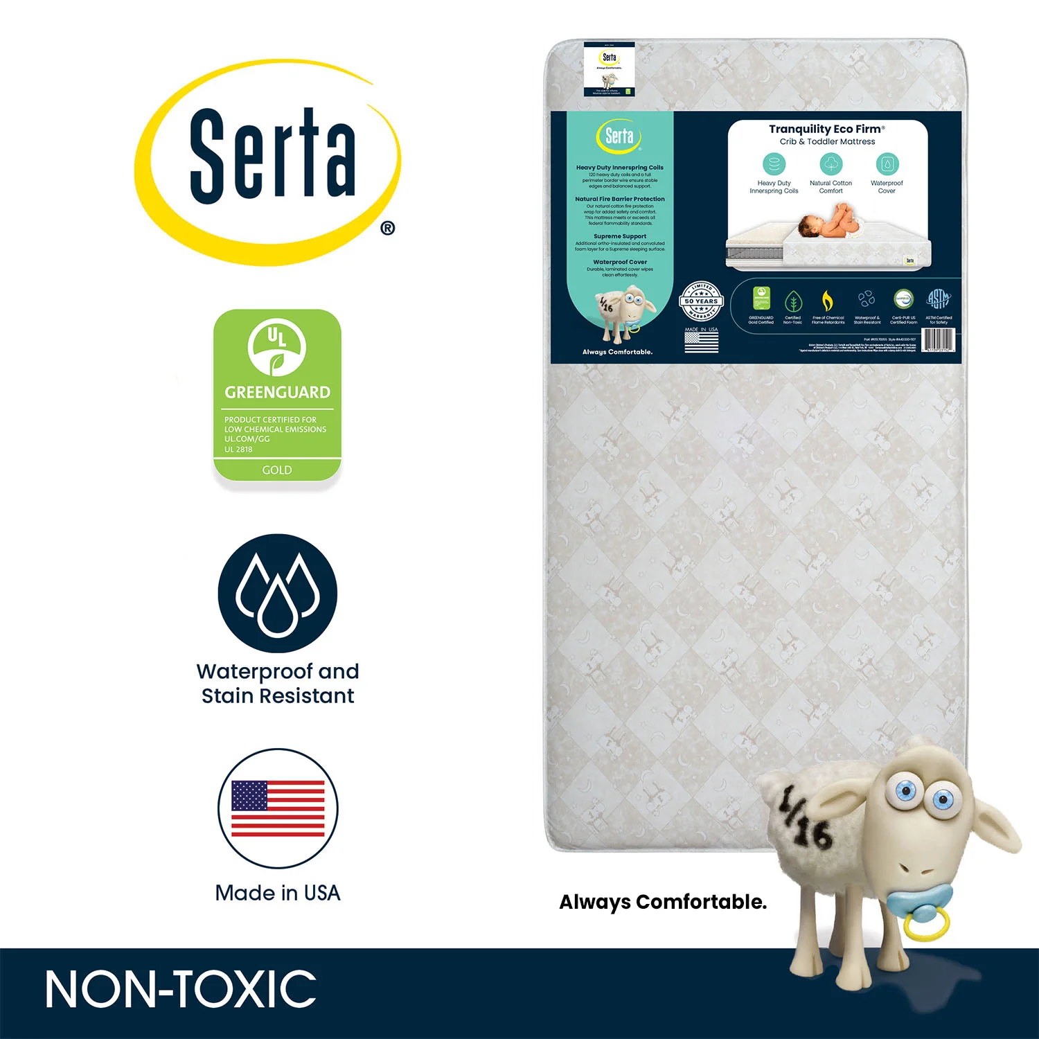Serta Tranquility™ Eco Firm Crib & Toddler Mattress - Image 3
