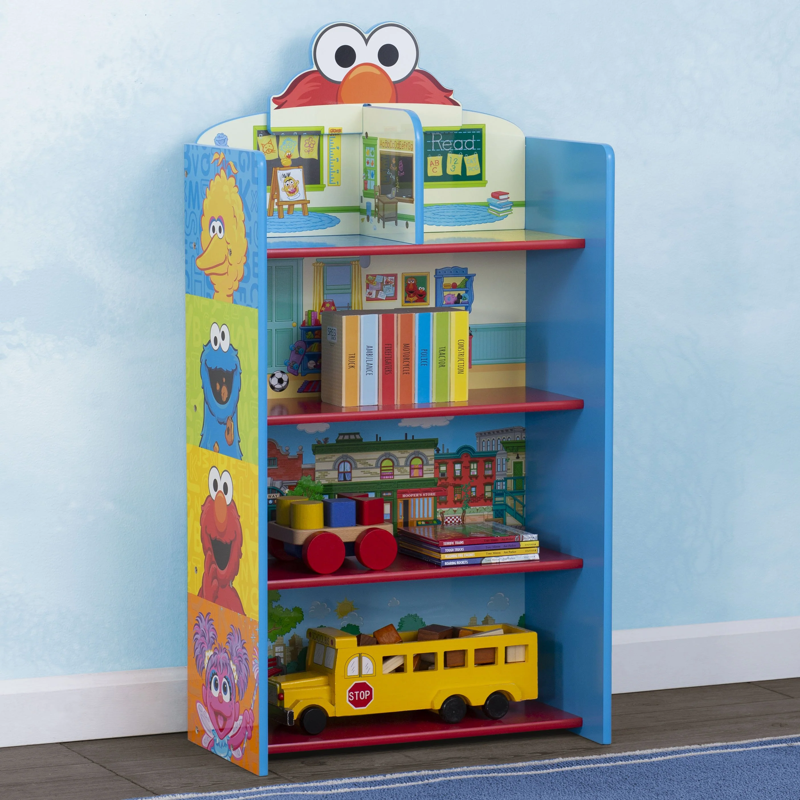 Sesame Street Wooden Playhouse 4-Shelf Bookcase - Image 5