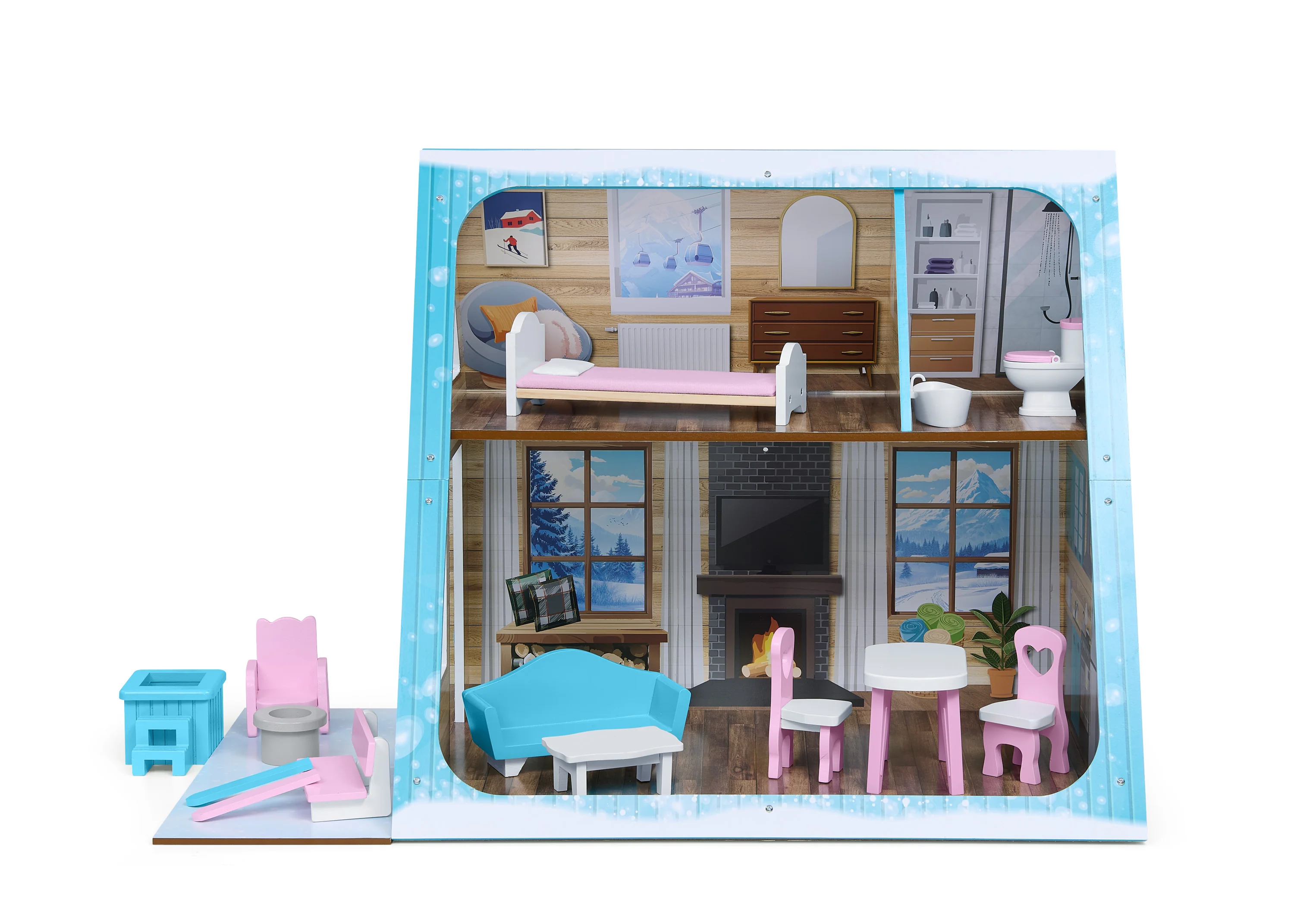 Ski Chalet A-Frame Dollhouse - Image 3