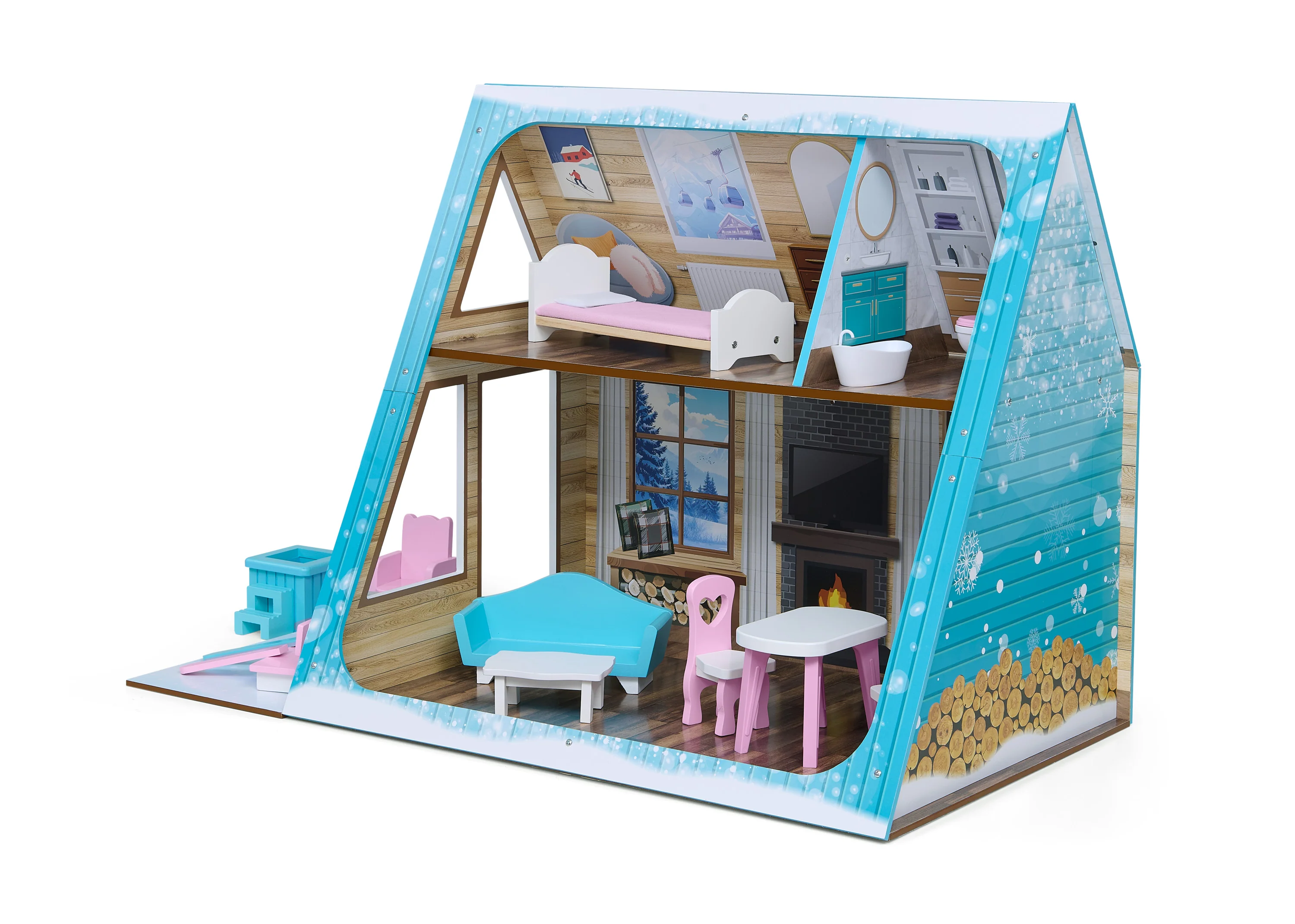 Ski Chalet A-Frame Dollhouse - Image 4